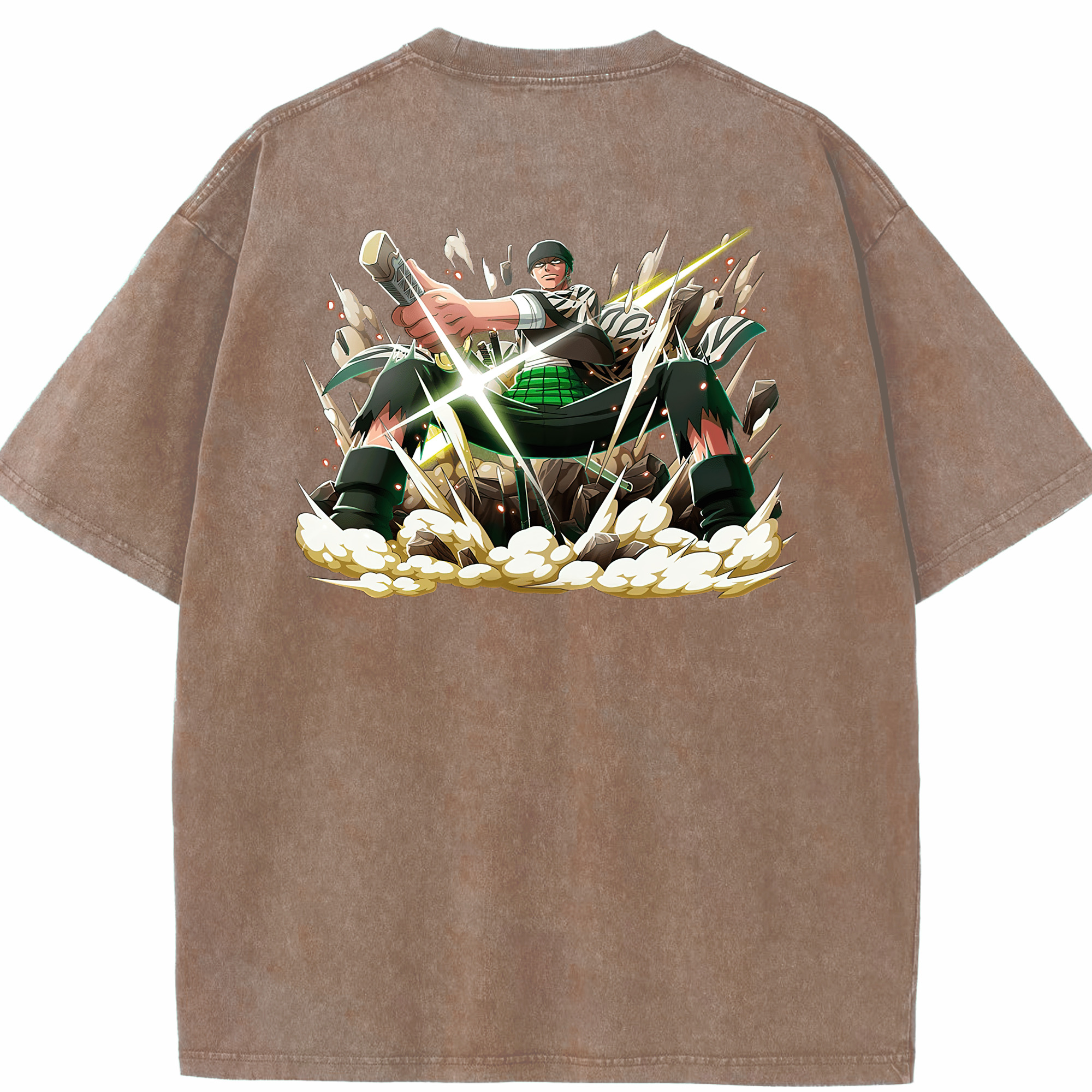 ワンピース ロロノア・ゾロ ONE PIECE Roronoa Zoro 綿100% ヴィンテージ風 半袖Tシャツ（背面プリント）