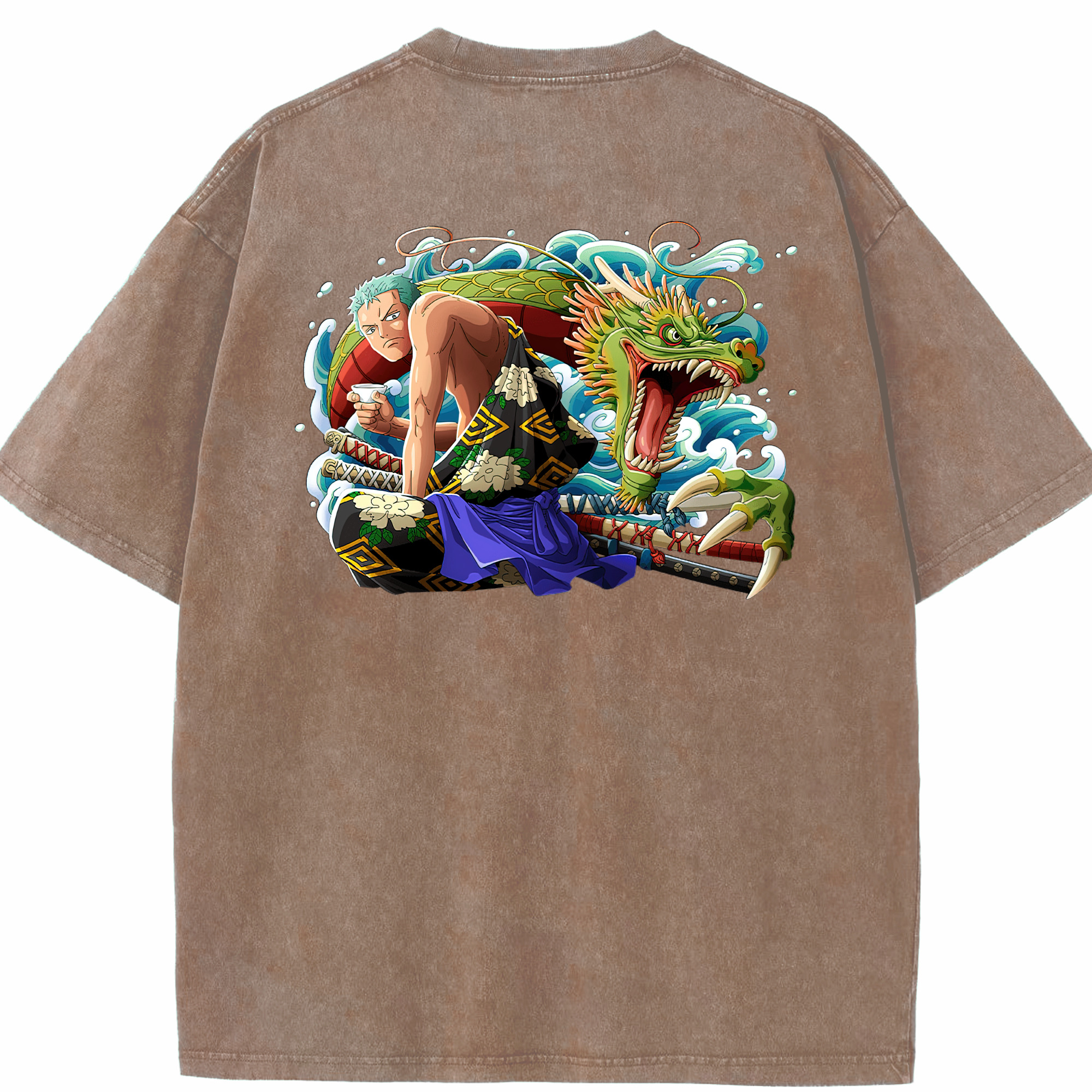 ワンピース ロロノア・ゾロ ONE PIECE Roronoa Zoro 綿100% ヴィンテージ風 半袖Tシャツ（背面プリント）