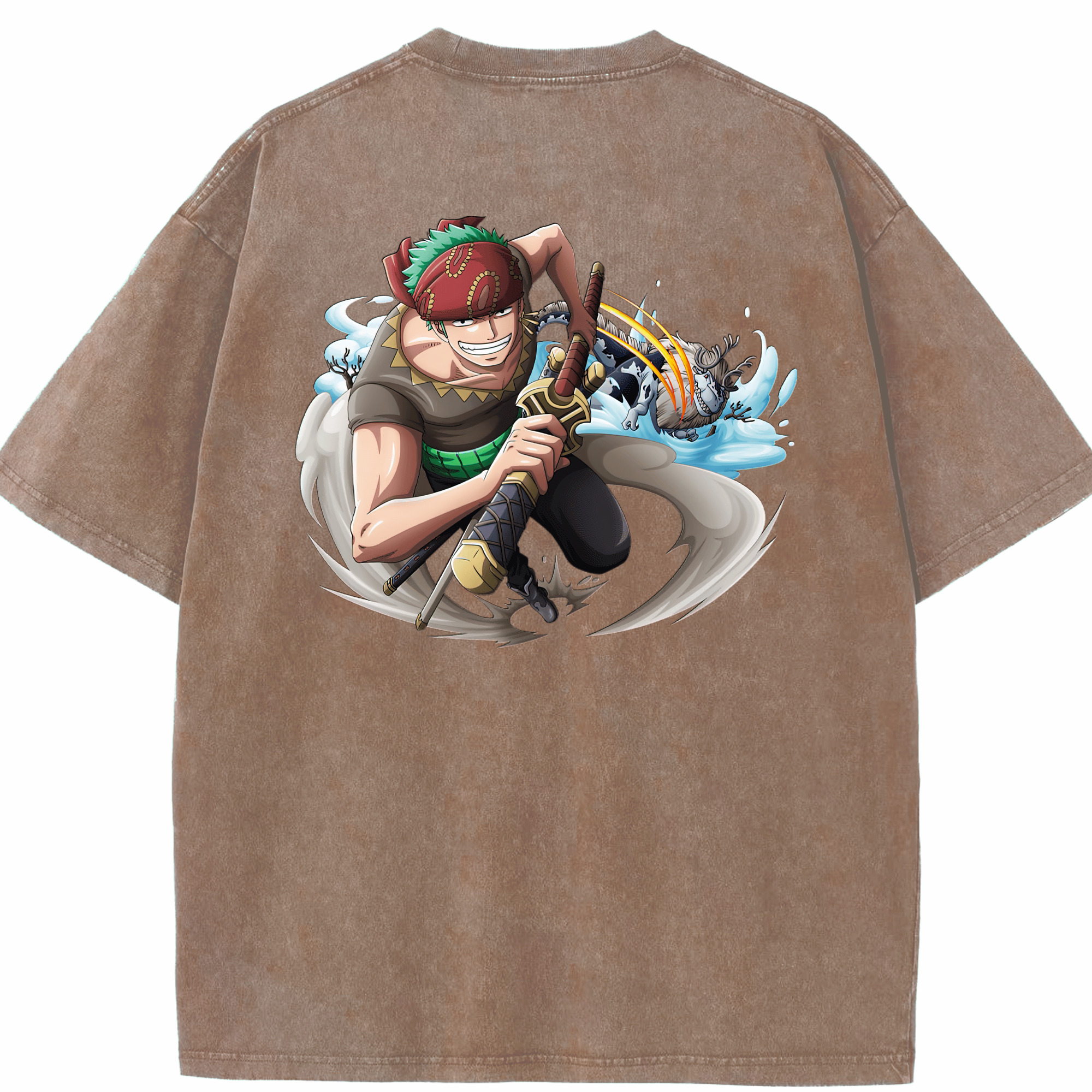 ワンピース ロロノア・ゾロ ONE PIECE Roronoa Zoro 綿100% ヴィンテージ風 半袖Tシャツ（背面プリント）