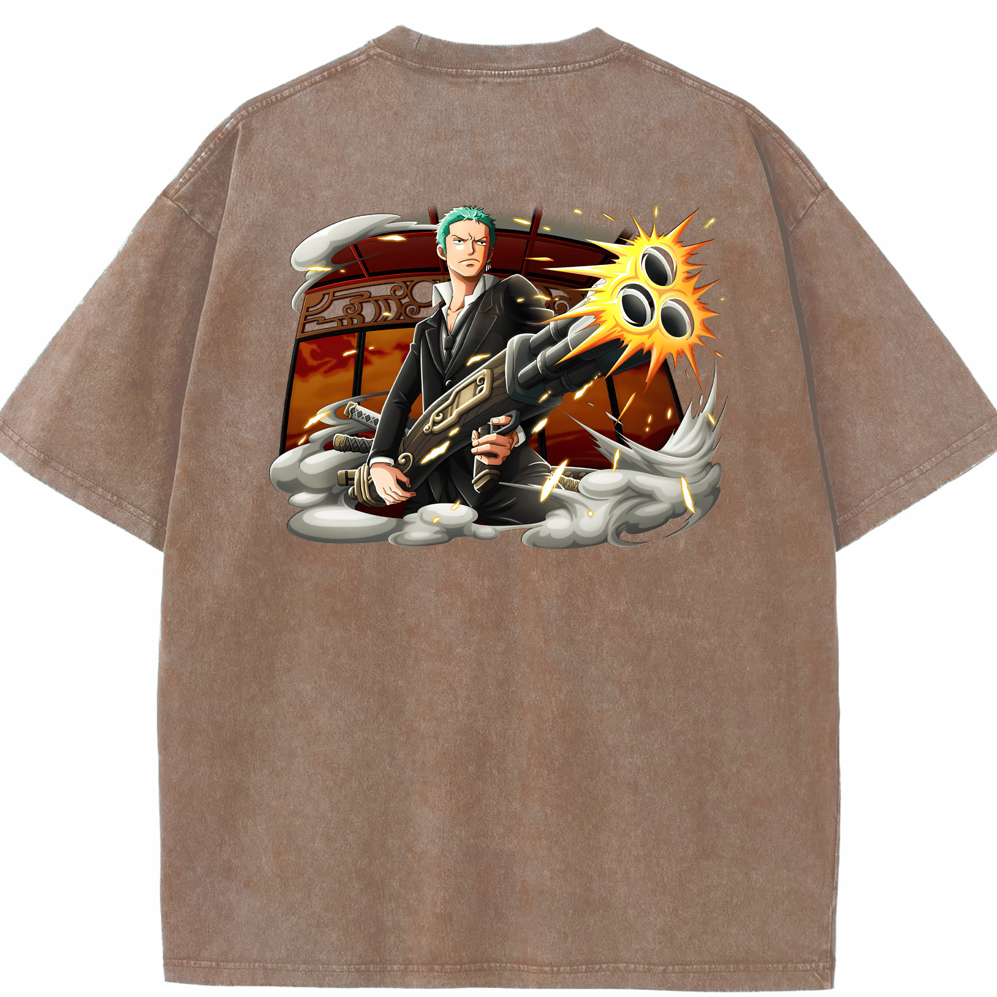 ワンピース ロロノア・ゾロ ONE PIECE Roronoa Zoro 綿100% ヴィンテージ風 半袖Tシャツ（背面プリント）