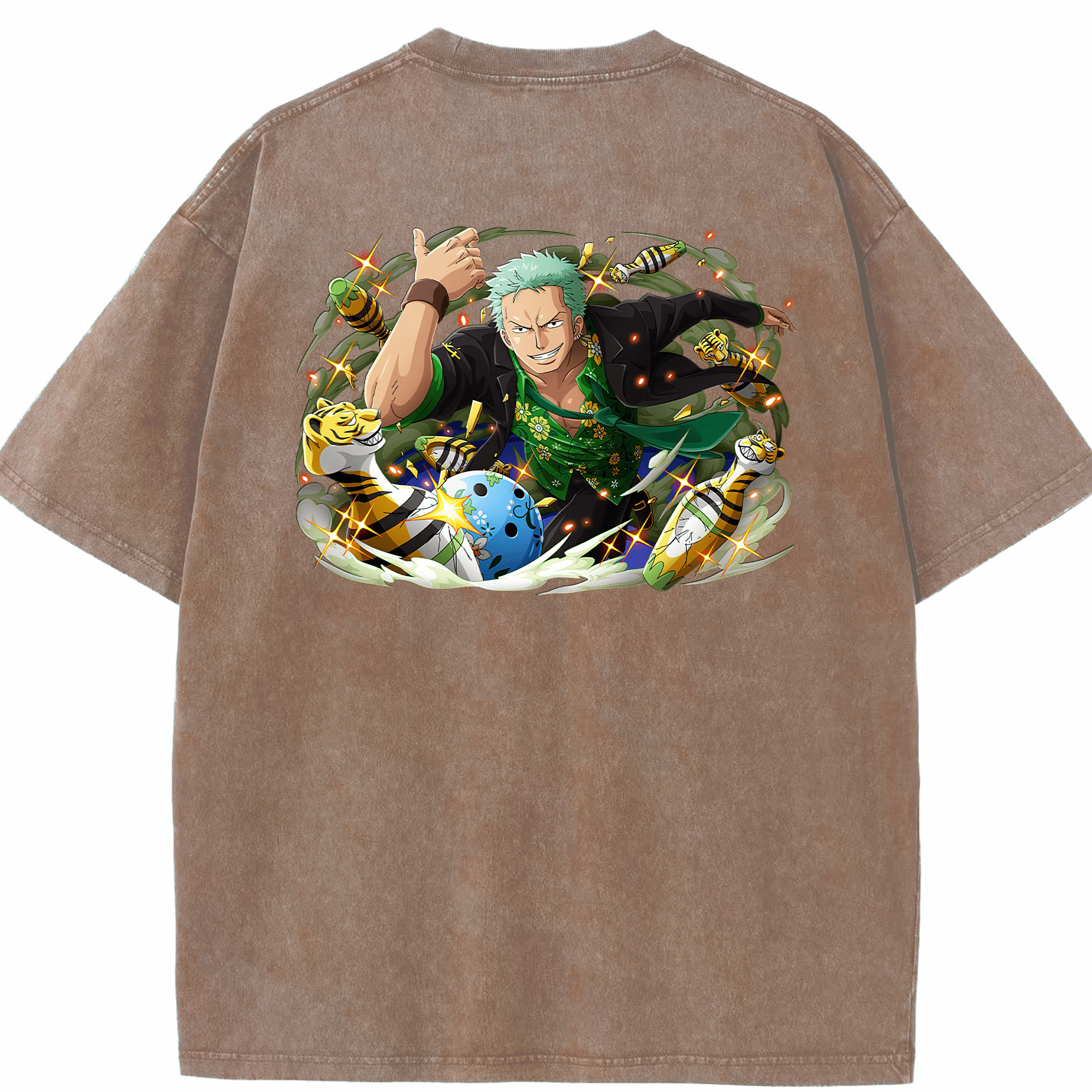 ワンピース ロロノア・ゾロ ONE PIECE Roronoa Zoro 綿100% ヴィンテージ風 半袖Tシャツ（背面プリント）