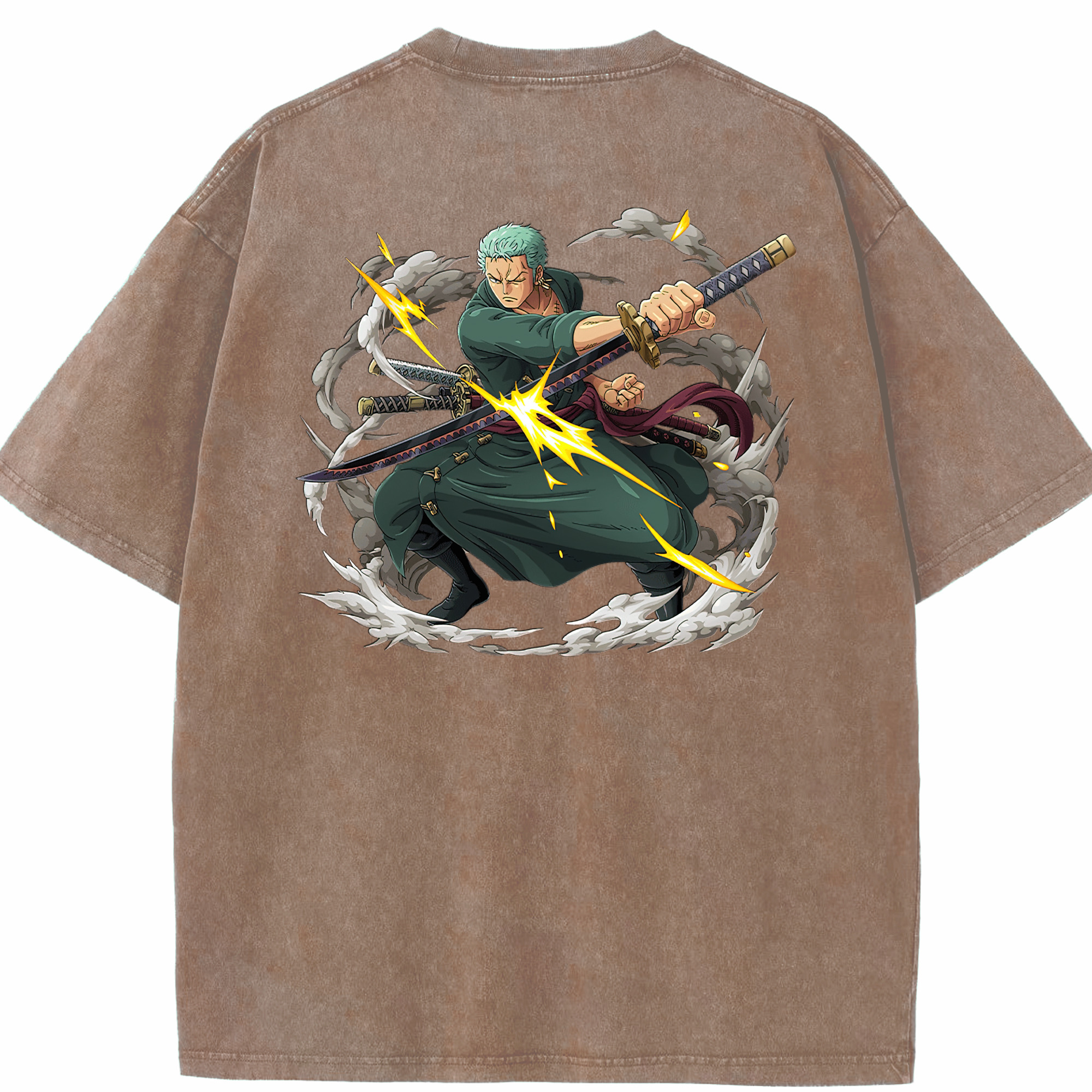 ワンピース ロロノア・ゾロ ONE PIECE Roronoa Zoro 綿100% ヴィンテージ風 半袖Tシャツ（背面プリント）