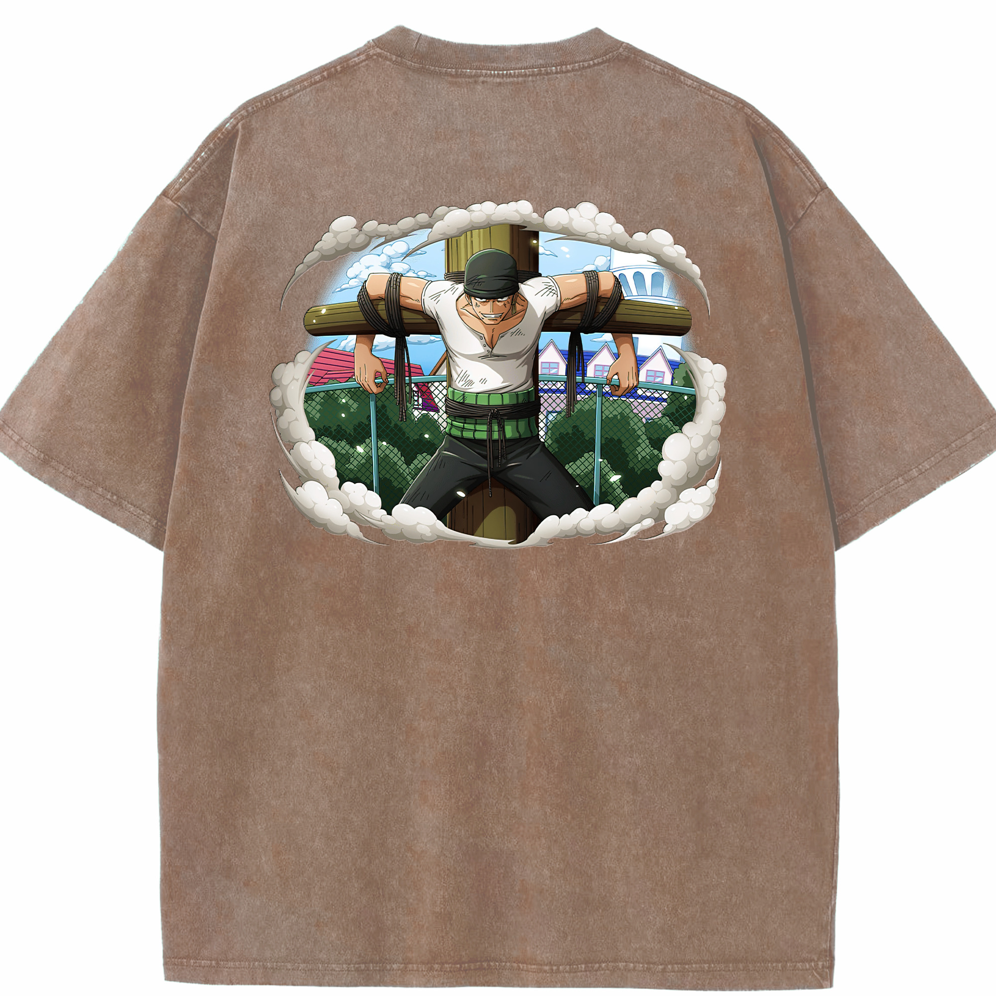 ワンピース ロロノア・ゾロ ONE PIECE Roronoa Zoro 綿100% ヴィンテージ風 半袖Tシャツ（背面プリント）