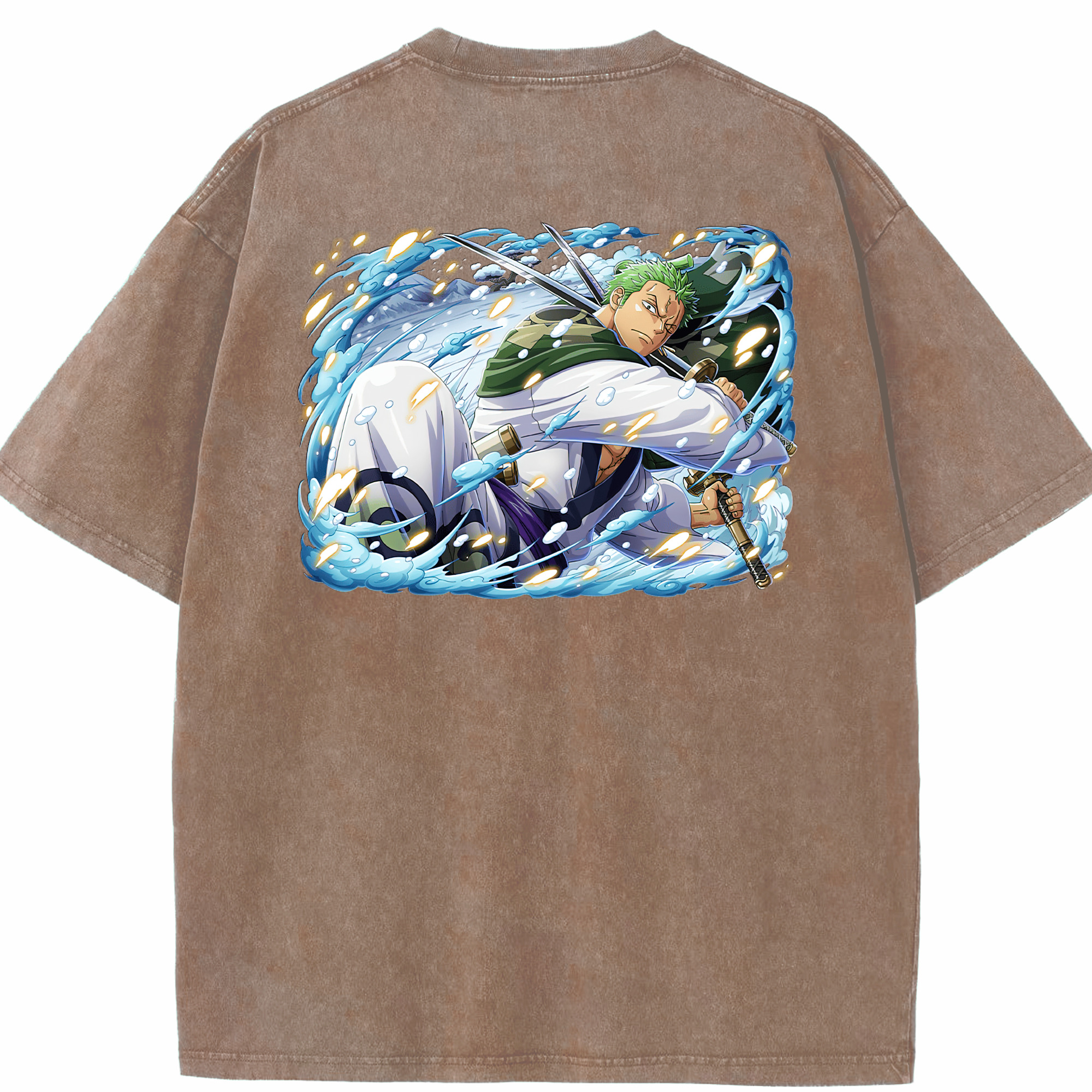 ワンピース ロロノア・ゾロ ONE PIECE Roronoa Zoro 綿100% ヴィンテージ風 半袖Tシャツ（背面プリント）