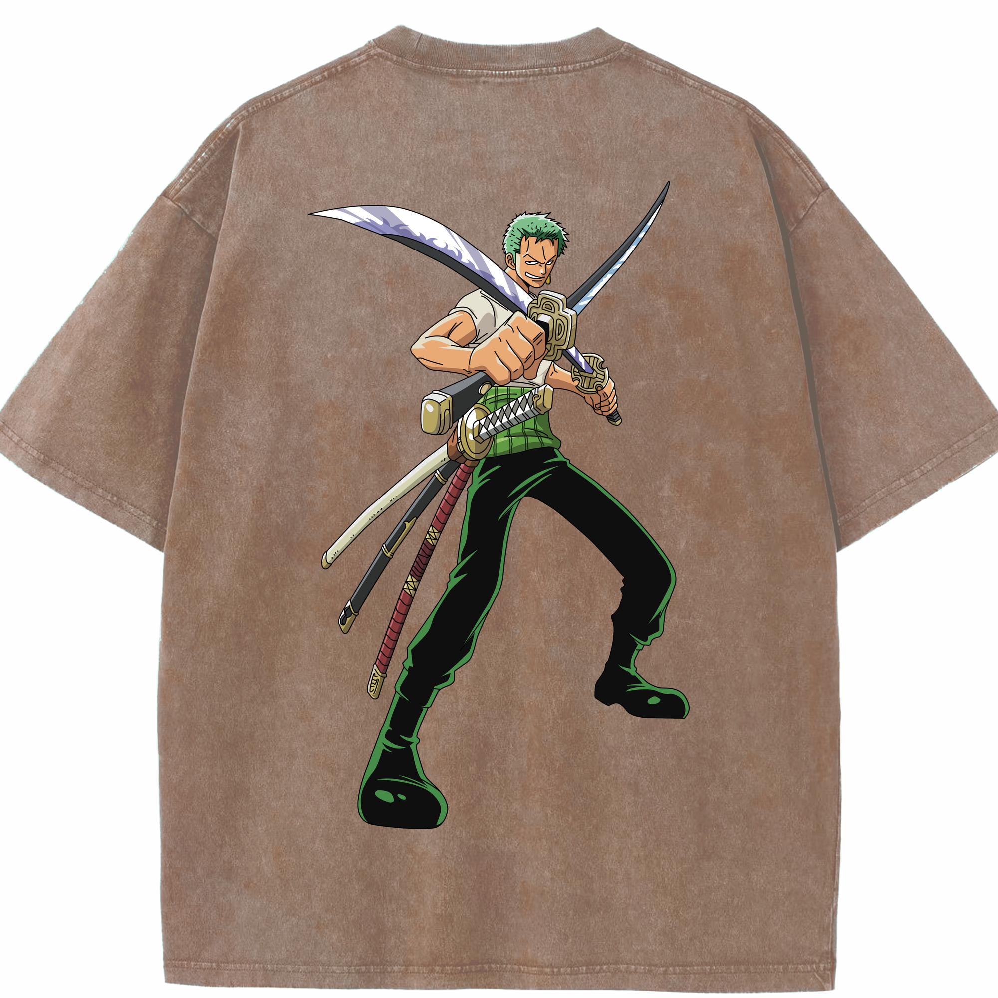 ワンピース ロロノア・ゾロ ONE PIECE Roronoa Zoro 綿100% ヴィンテージ風 半袖Tシャツ（背面プリント）