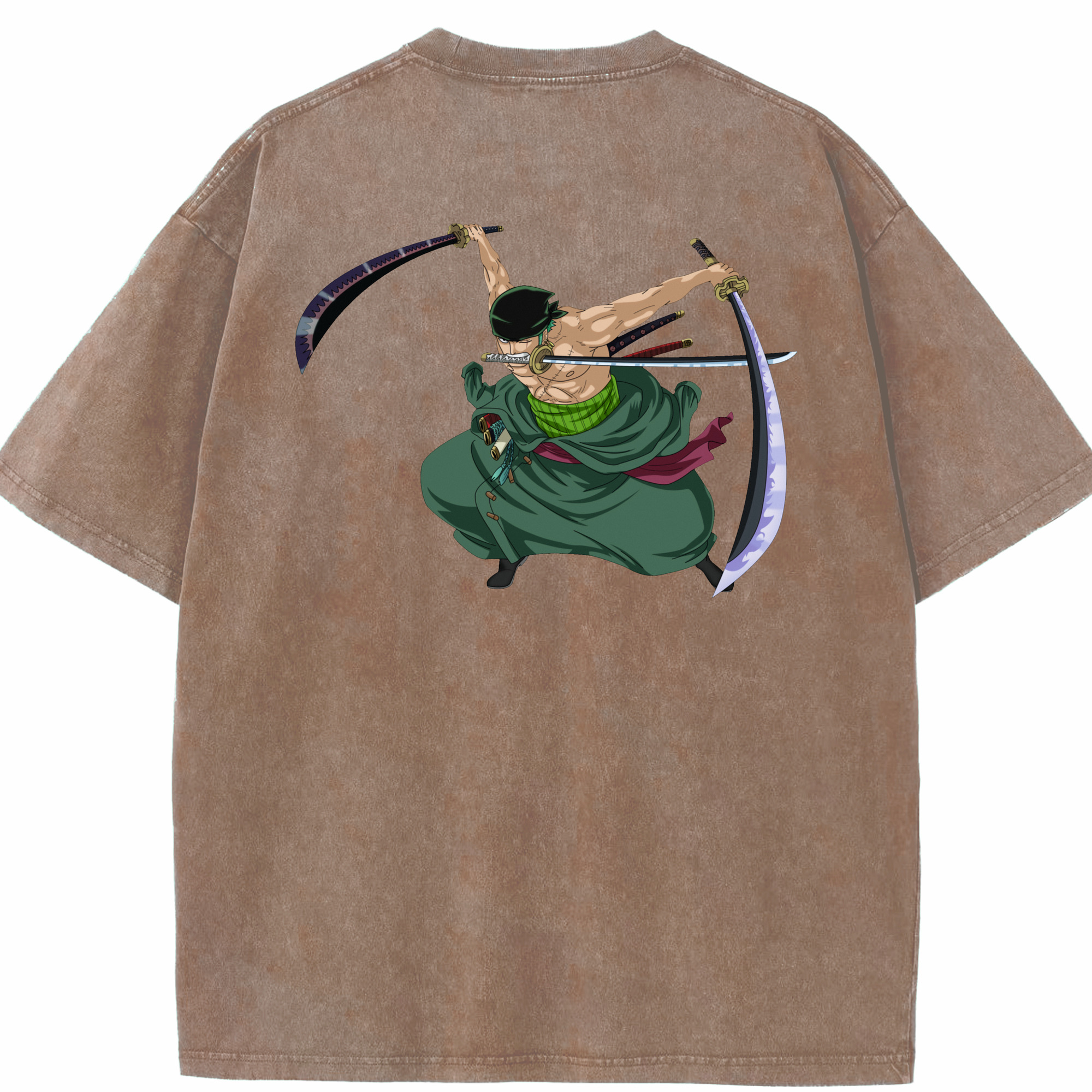 ワンピース ロロノア・ゾロ ONE PIECE Roronoa Zoro 綿100% ヴィンテージ風 半袖Tシャツ（背面プリント）