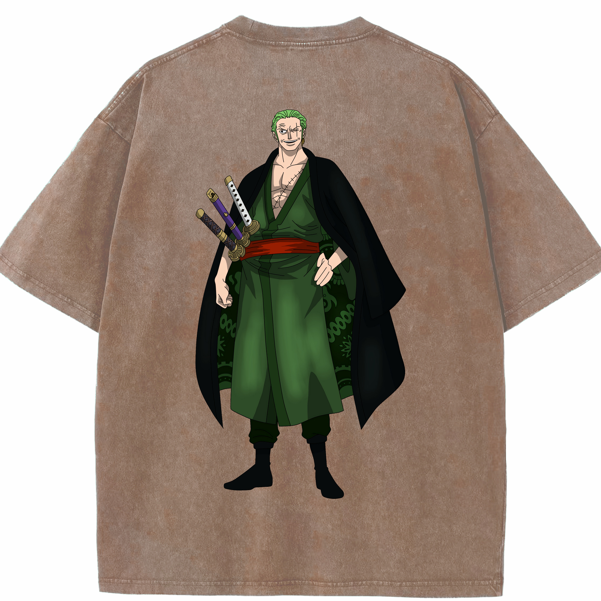 ワンピース ロロノア・ゾロ ONE PIECE Roronoa Zoro 綿100% ヴィンテージ風 半袖Tシャツ（背面プリント）