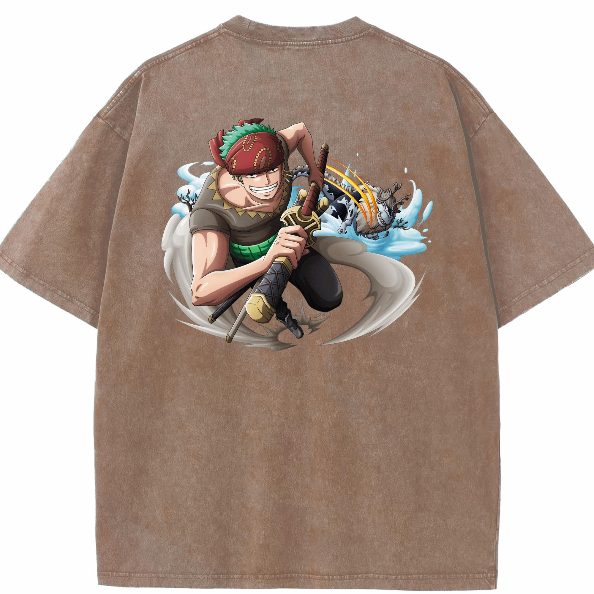 ワンピース ロロノア・ゾロ ONE PIECE Roronoa Zoro 綿100% ヴィンテージ風 半袖Tシャツ（背面プリント）