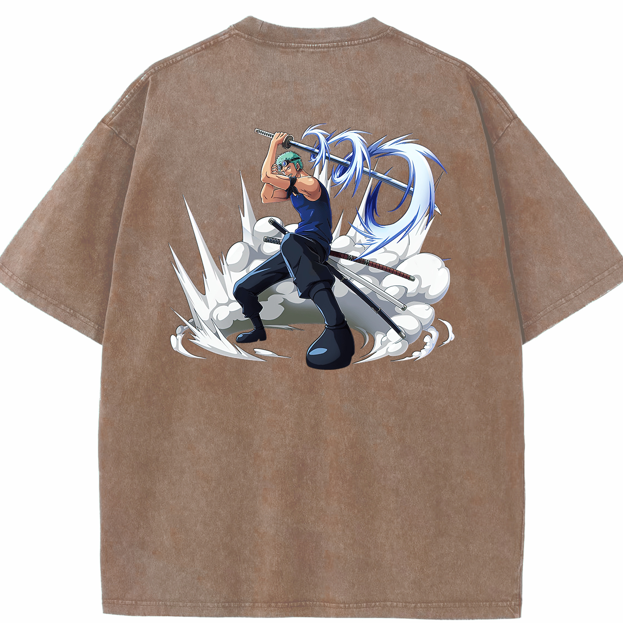 ワンピース ロロノア・ゾロ ONE PIECE Roronoa Zoro 綿100% ヴィンテージ風 半袖Tシャツ（背面プリント）