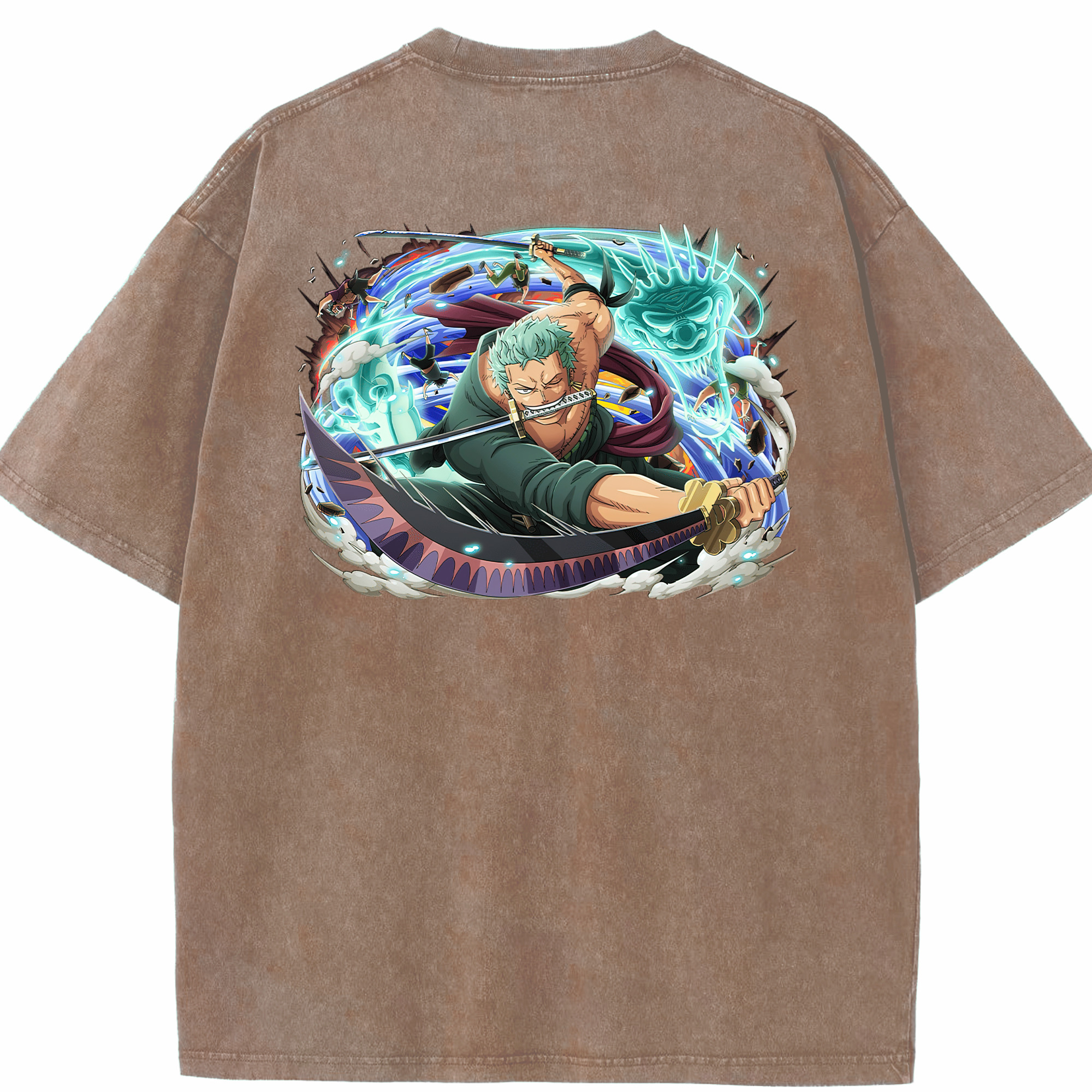 ワンピース ロロノア・ゾロ ONE PIECE Roronoa Zoro 綿100% ヴィンテージ風 半袖Tシャツ（背面プリント）