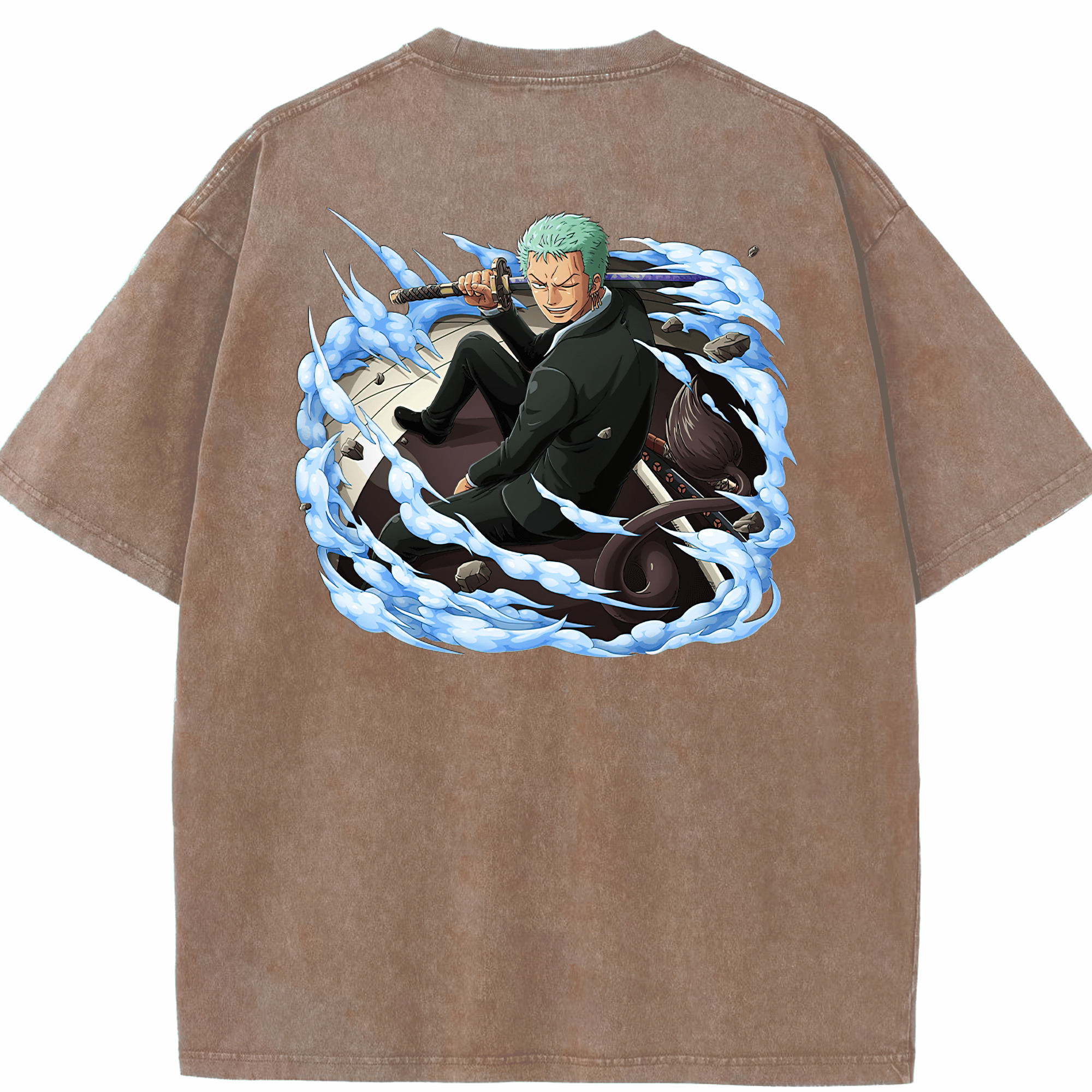ワンピース ロロノア・ゾロ ONE PIECE Roronoa Zoro 綿100% ヴィンテージ風 半袖Tシャツ（背面プリント）
