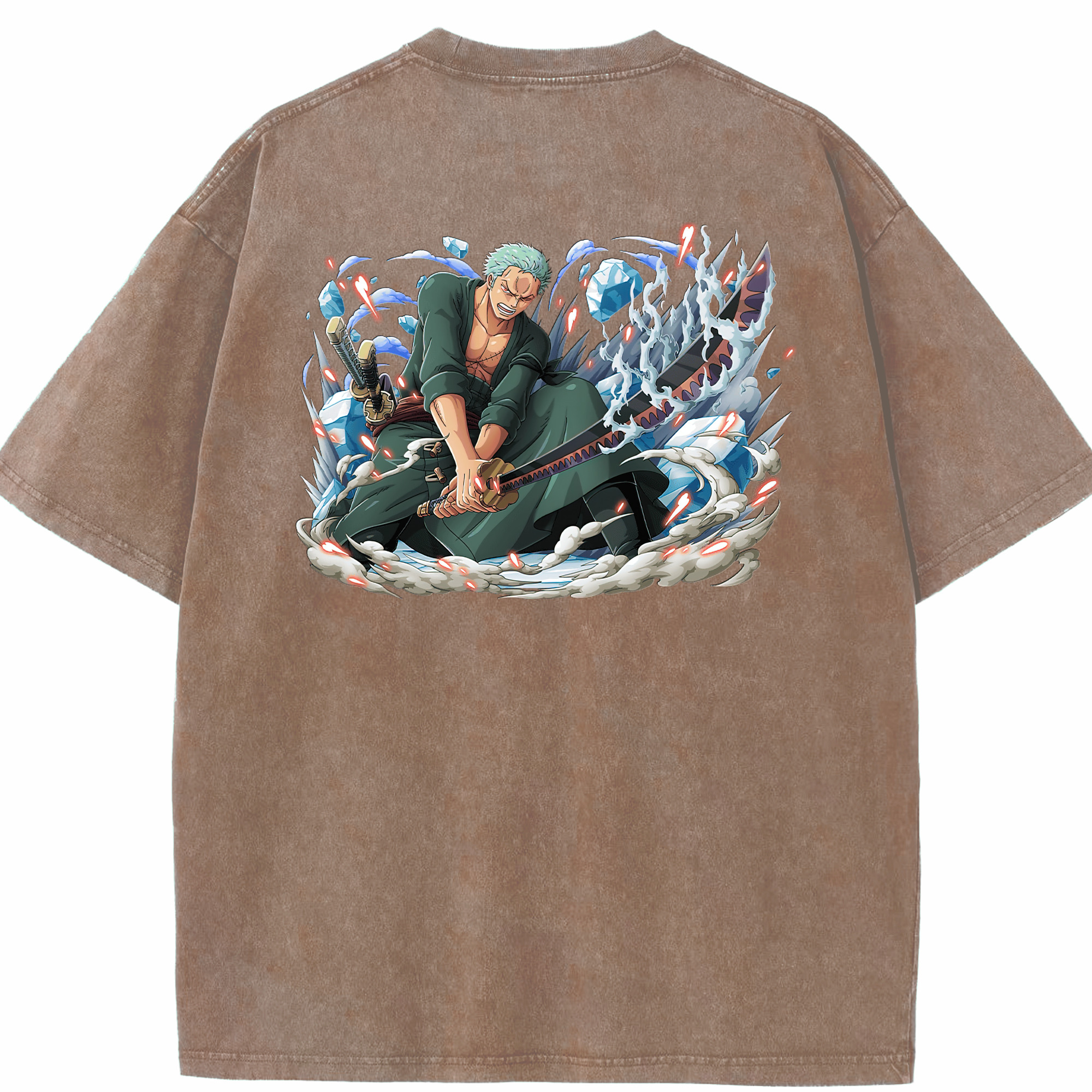 ワンピース ロロノア・ゾロ ONE PIECE Roronoa Zoro 綿100% ヴィンテージ風 半袖Tシャツ（背面プリント）