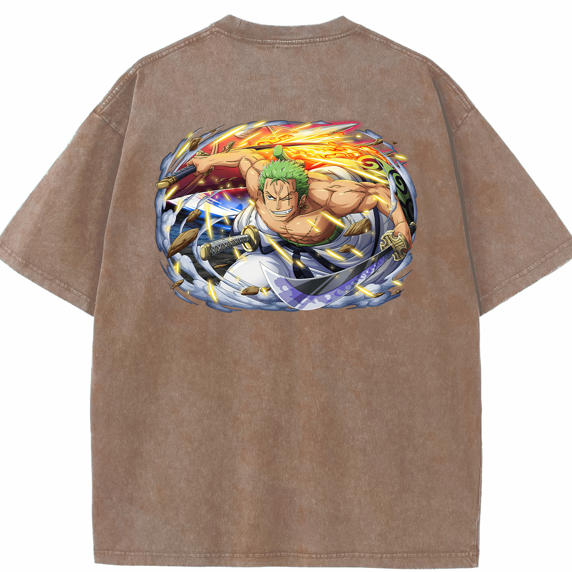 ワンピース ロロノア・ゾロ ONE PIECE Roronoa Zoro 綿100% ヴィンテージ風 半袖Tシャツ（背面プリント）