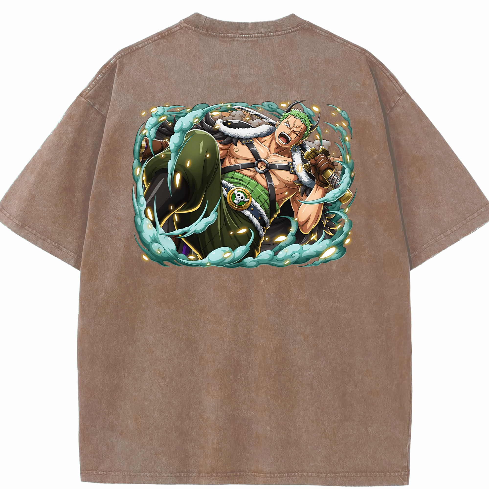 ワンピース ロロノア・ゾロ ONE PIECE Roronoa Zoro 綿100% ヴィンテージ風 半袖Tシャツ（背面プリント）