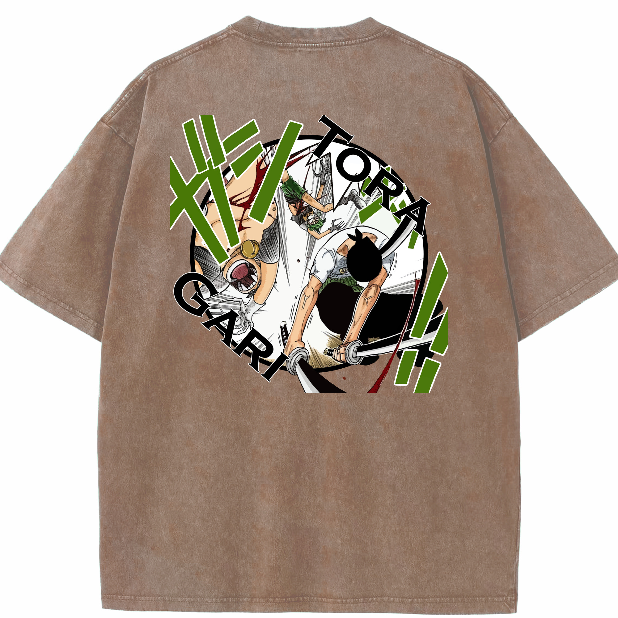 ワンピース ロロノア・ゾロ ONE PIECE Roronoa Zoro 綿100% ヴィンテージ風 半袖Tシャツ（背面プリント）