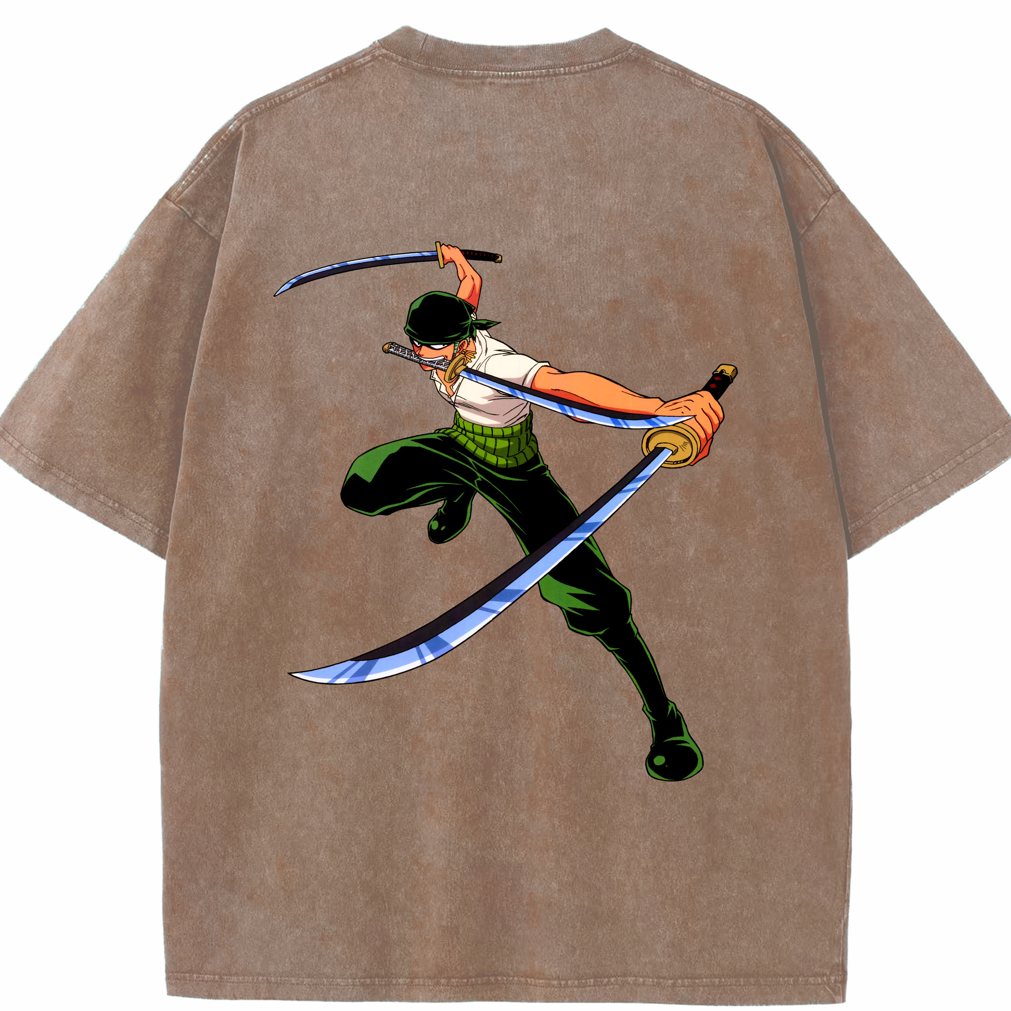 ワンピース ロロノア・ゾロ ONE PIECE Roronoa Zoro 綿100% ヴィンテージ風 半袖Tシャツ（背面プリント）
