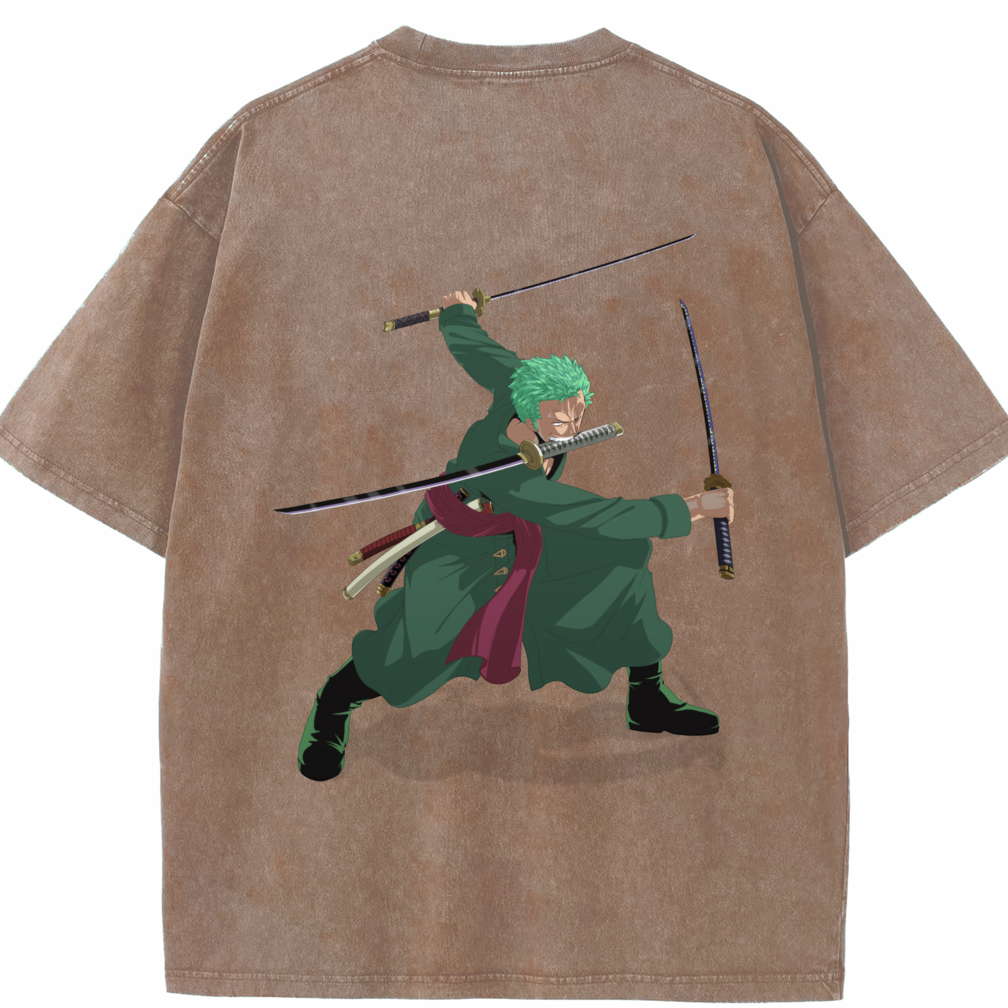 ワンピース ロロノア・ゾロ ONE PIECE Roronoa Zoro 綿100% ヴィンテージ風 半袖Tシャツ（背面プリント）