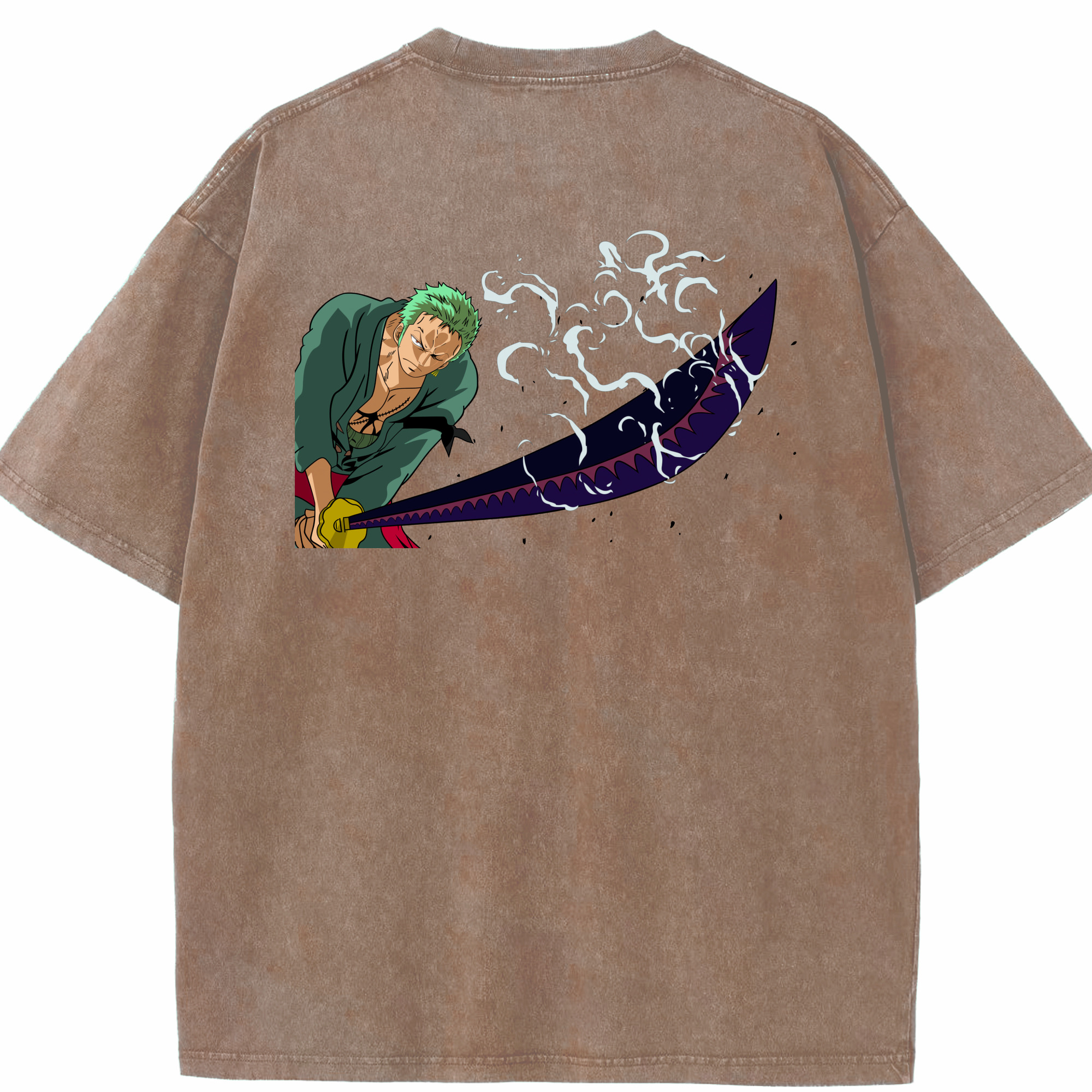 ワンピース ロロノア・ゾロ ONE PIECE Roronoa Zoro 綿100% ヴィンテージ風 半袖Tシャツ（背面プリント）