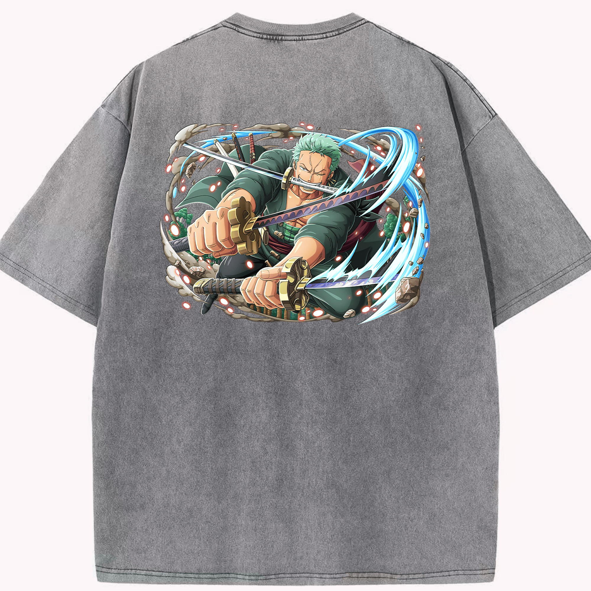 ワンピース ロロノア・ゾロ ONE PIECE Roronoa Zoro 綿100% ヴィンテージ風 半袖Tシャツ（背面プリント）
