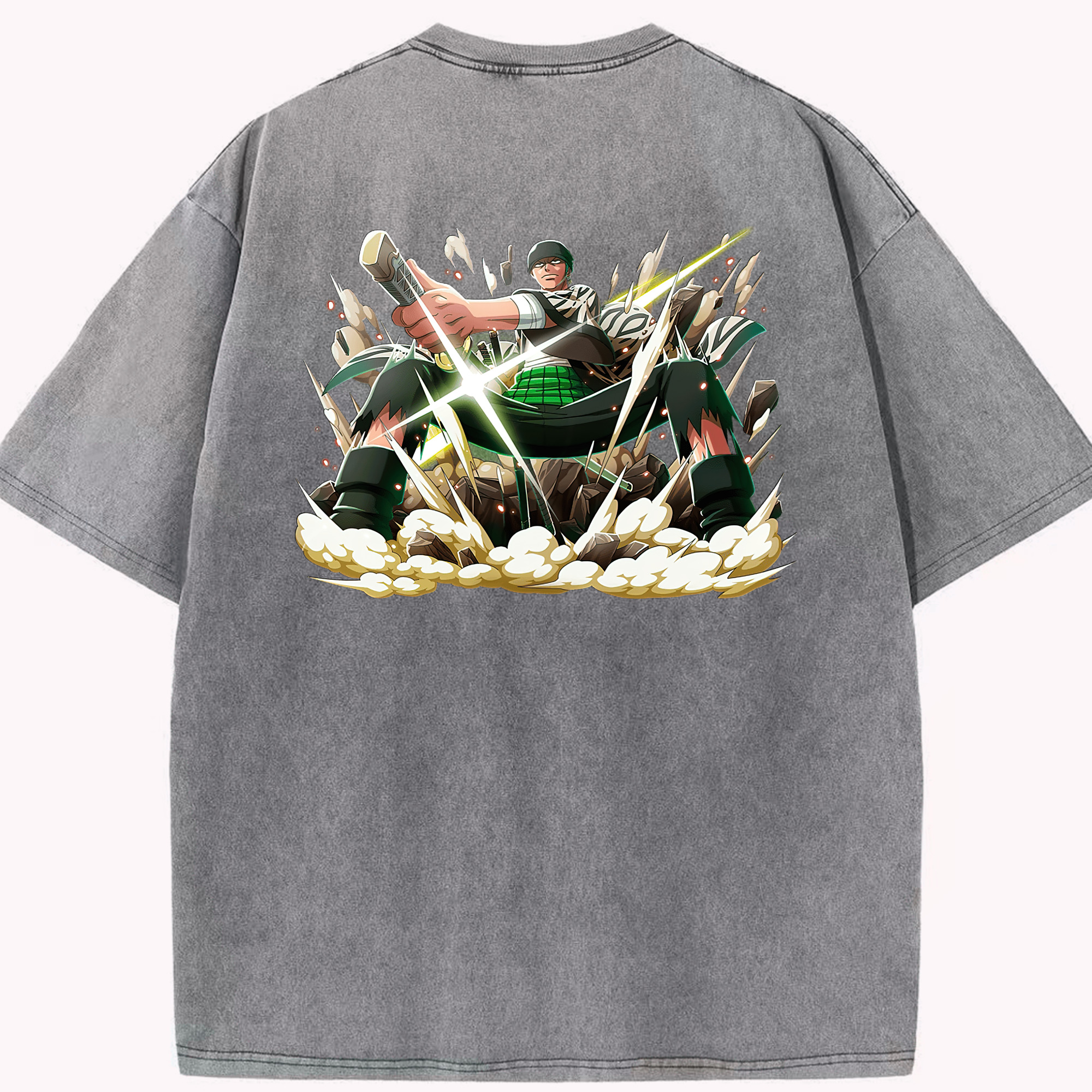 ワンピース ロロノア・ゾロ ONE PIECE Roronoa Zoro 綿100% ヴィンテージ風 半袖Tシャツ（背面プリント）