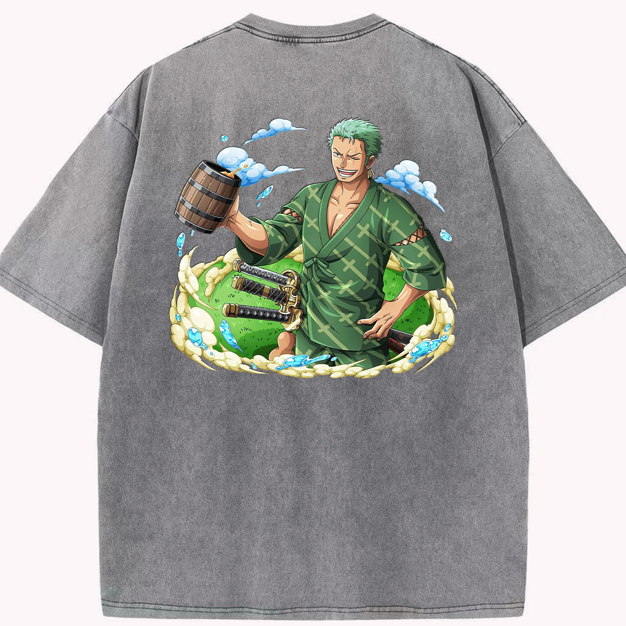 ワンピース ロロノア・ゾロ ONE PIECE Roronoa Zoro 綿100% ヴィンテージ風 半袖Tシャツ（背面プリント）