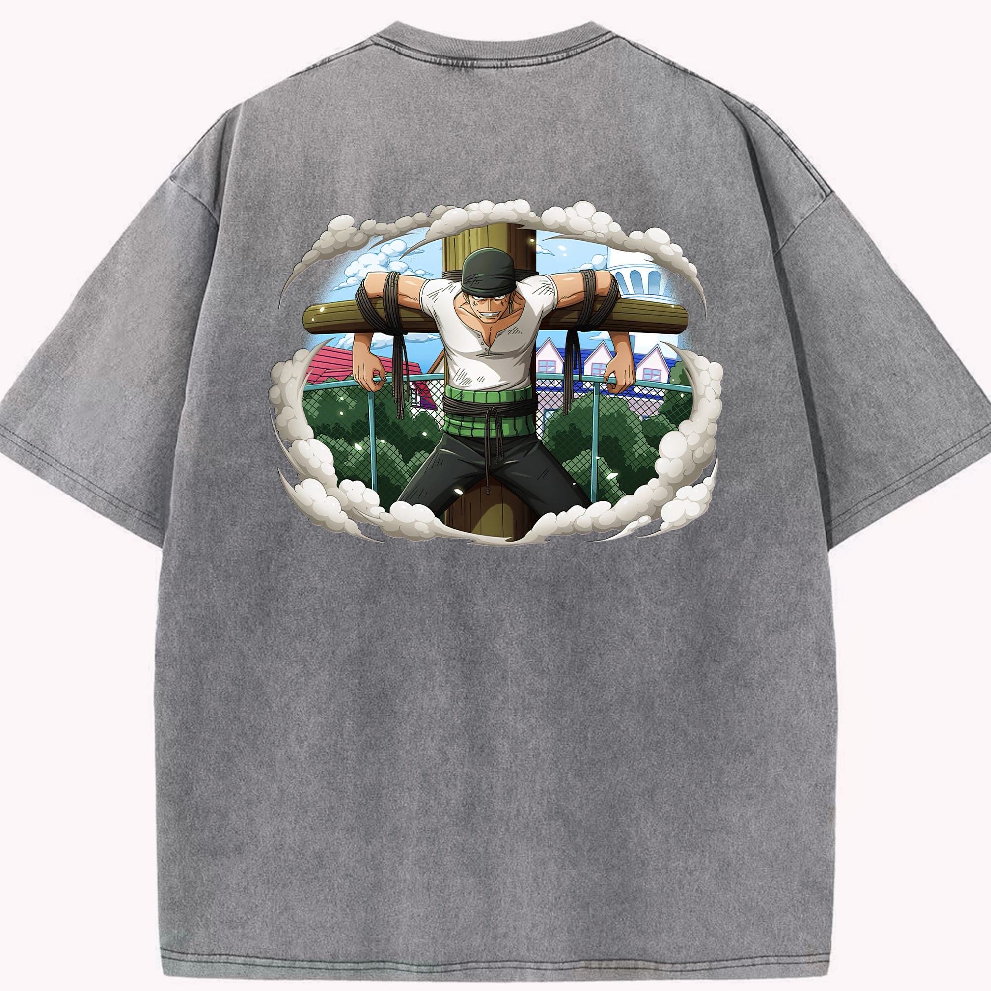 ワンピース ロロノア・ゾロ ONE PIECE Roronoa Zoro 綿100% ヴィンテージ風 半袖Tシャツ（背面プリント）