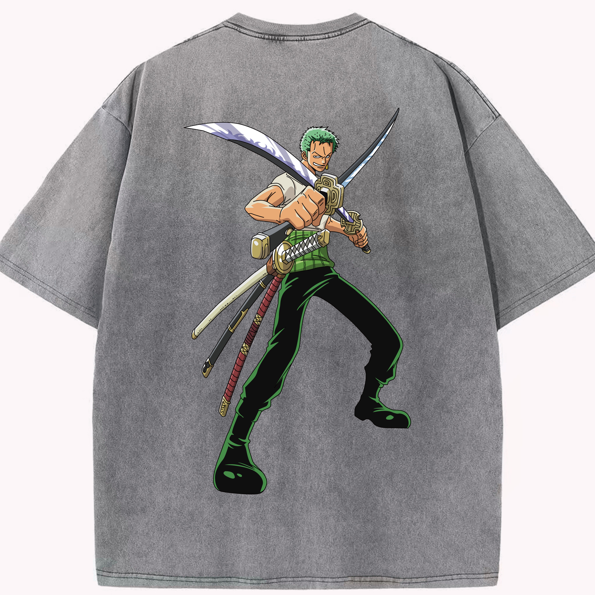 ワンピース ロロノア・ゾロ ONE PIECE Roronoa Zoro 綿100% ヴィンテージ風 半袖Tシャツ（背面プリント）