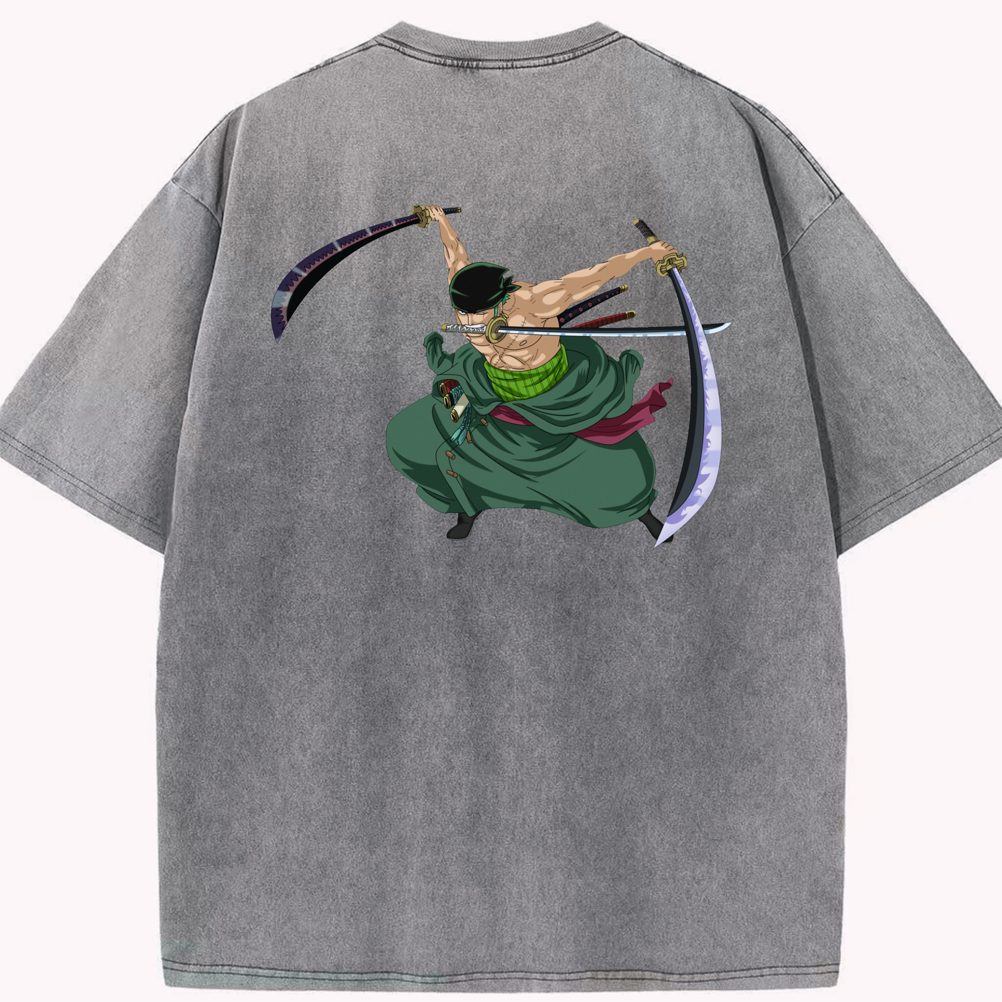 ワンピース ロロノア・ゾロ ONE PIECE Roronoa Zoro 綿100% ヴィンテージ風 半袖Tシャツ（背面プリント）