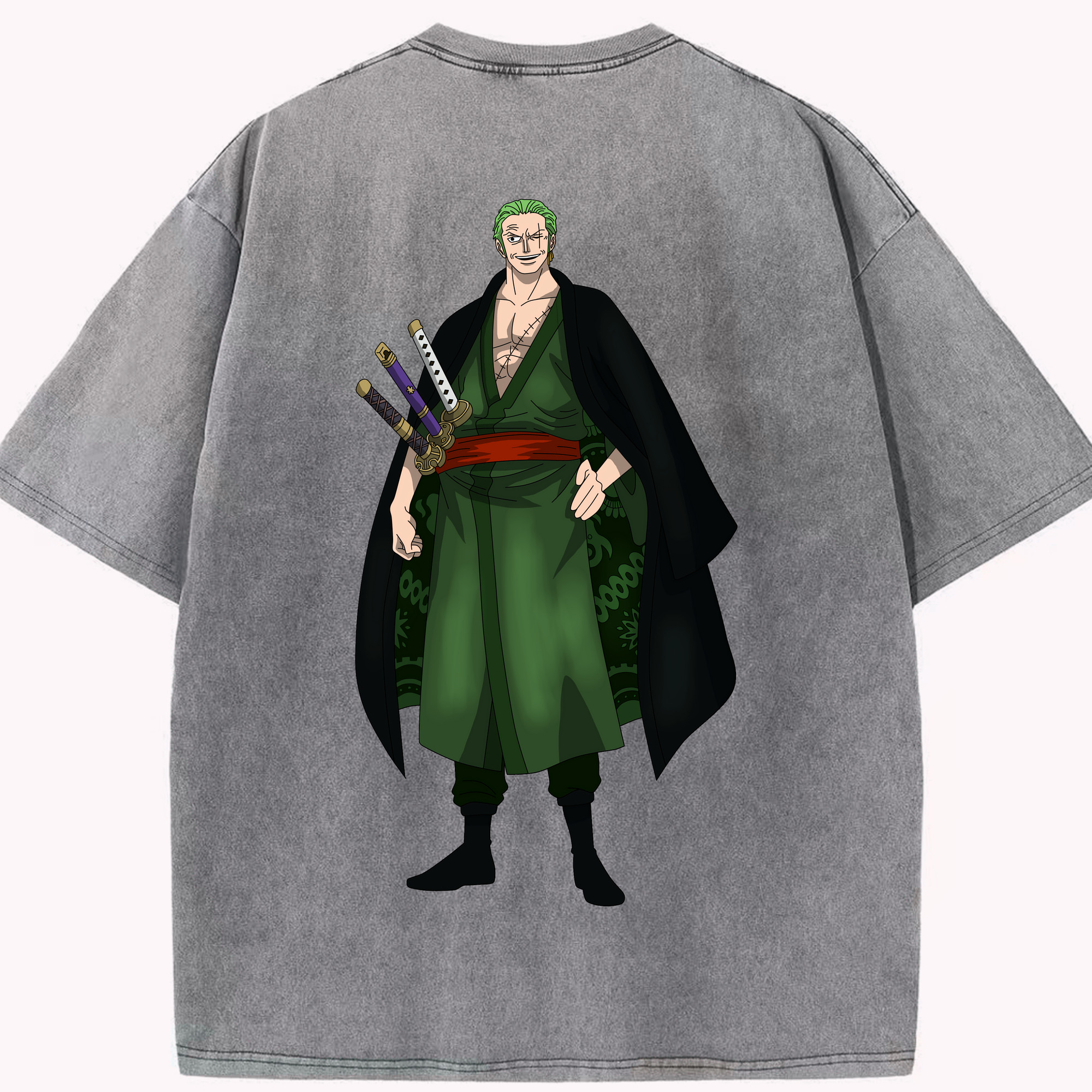 ワンピース ロロノア・ゾロ ONE PIECE Roronoa Zoro 綿100% ヴィンテージ風 半袖Tシャツ（背面プリント）