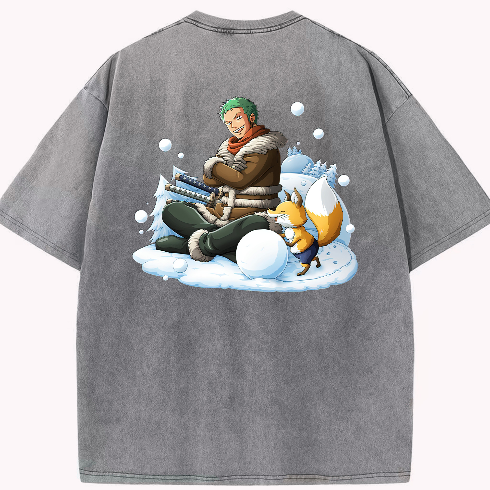 ワンピース ロロノア・ゾロ ONE PIECE Roronoa Zoro 綿100% ヴィンテージ風 半袖Tシャツ（背面プリント）