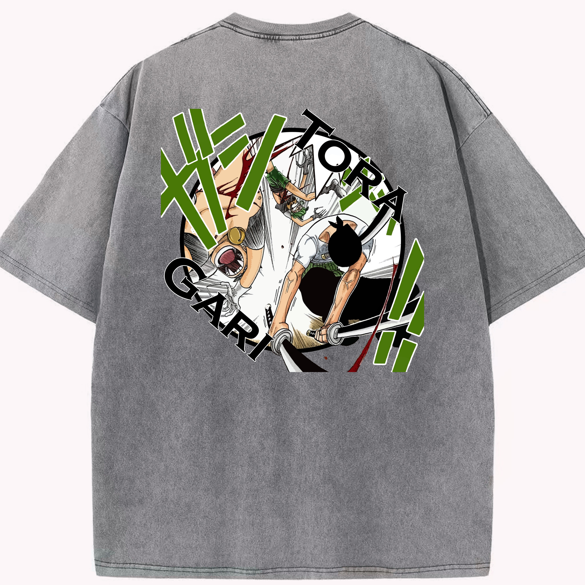 ワンピース ロロノア・ゾロ ONE PIECE Roronoa Zoro 綿100% ヴィンテージ風 半袖Tシャツ（背面プリント）