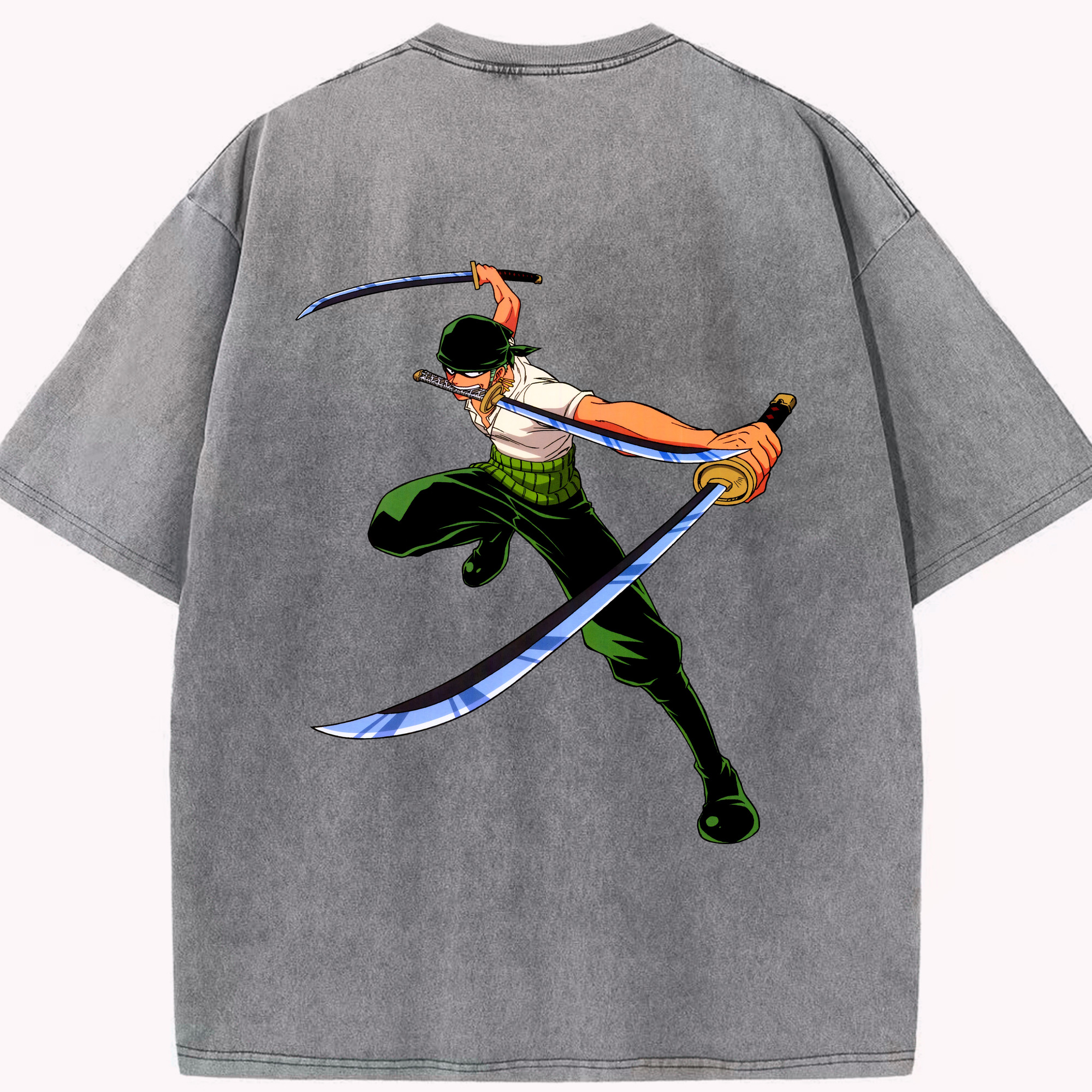 ワンピース ロロノア・ゾロ ONE PIECE Roronoa Zoro 綿100% ヴィンテージ風 半袖Tシャツ（背面プリント）