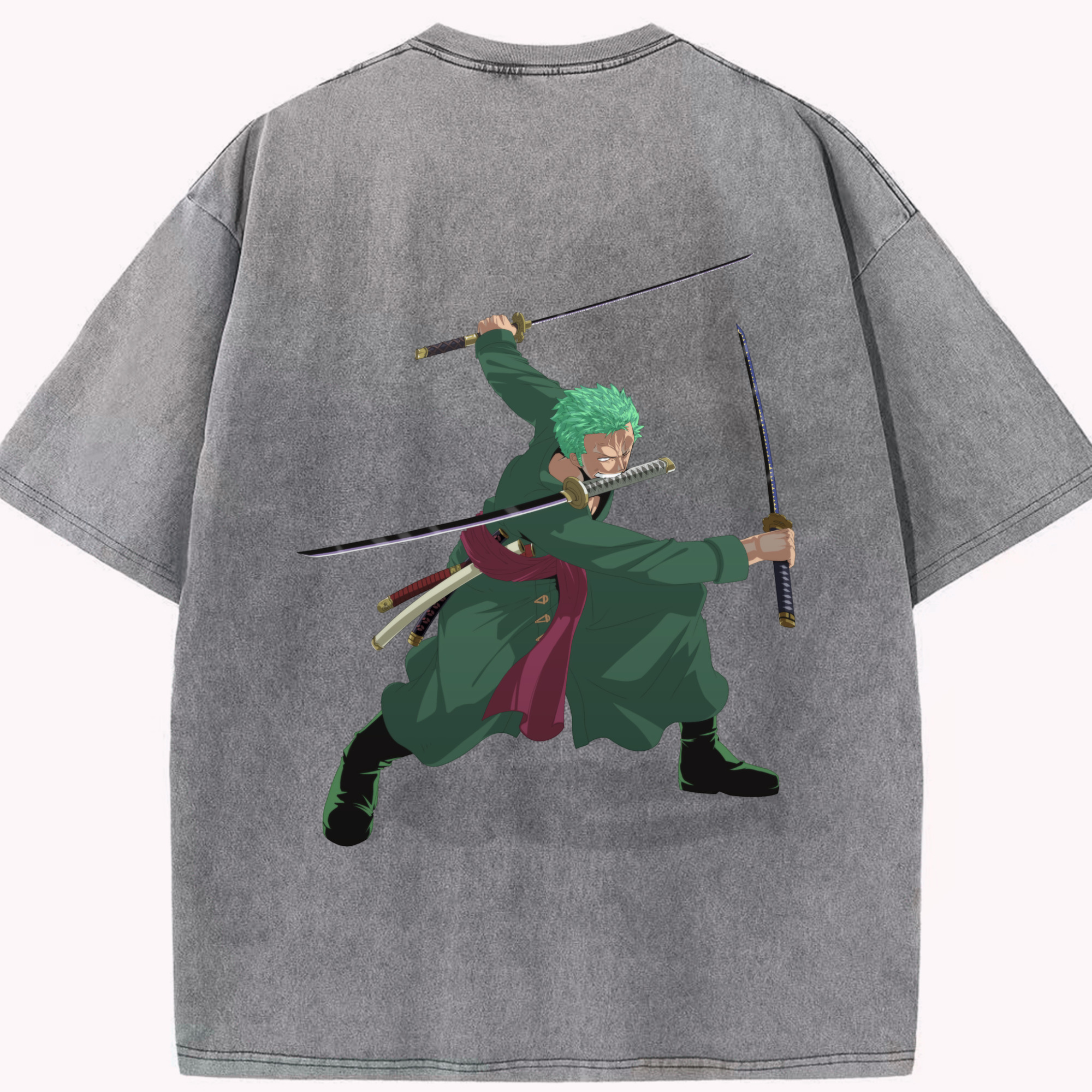 ワンピース ロロノア・ゾロ ONE PIECE Roronoa Zoro 綿100% ヴィンテージ風 半袖Tシャツ（背面プリント）