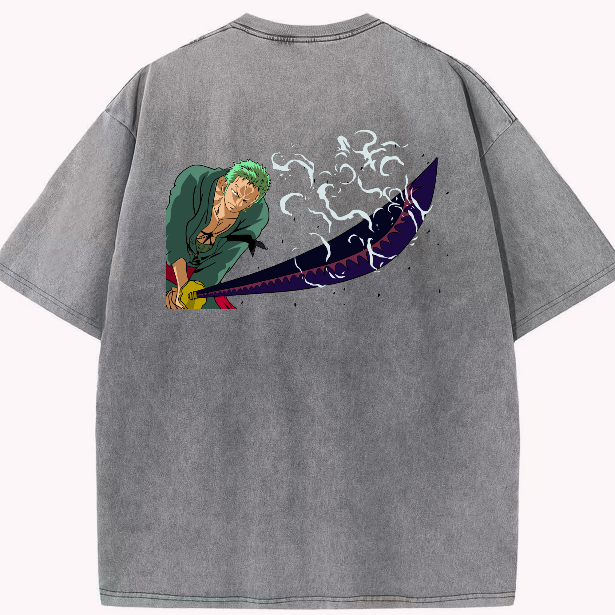 ワンピース ロロノア・ゾロ ONE PIECE Roronoa Zoro 綿100% ヴィンテージ風 半袖Tシャツ（背面プリント）