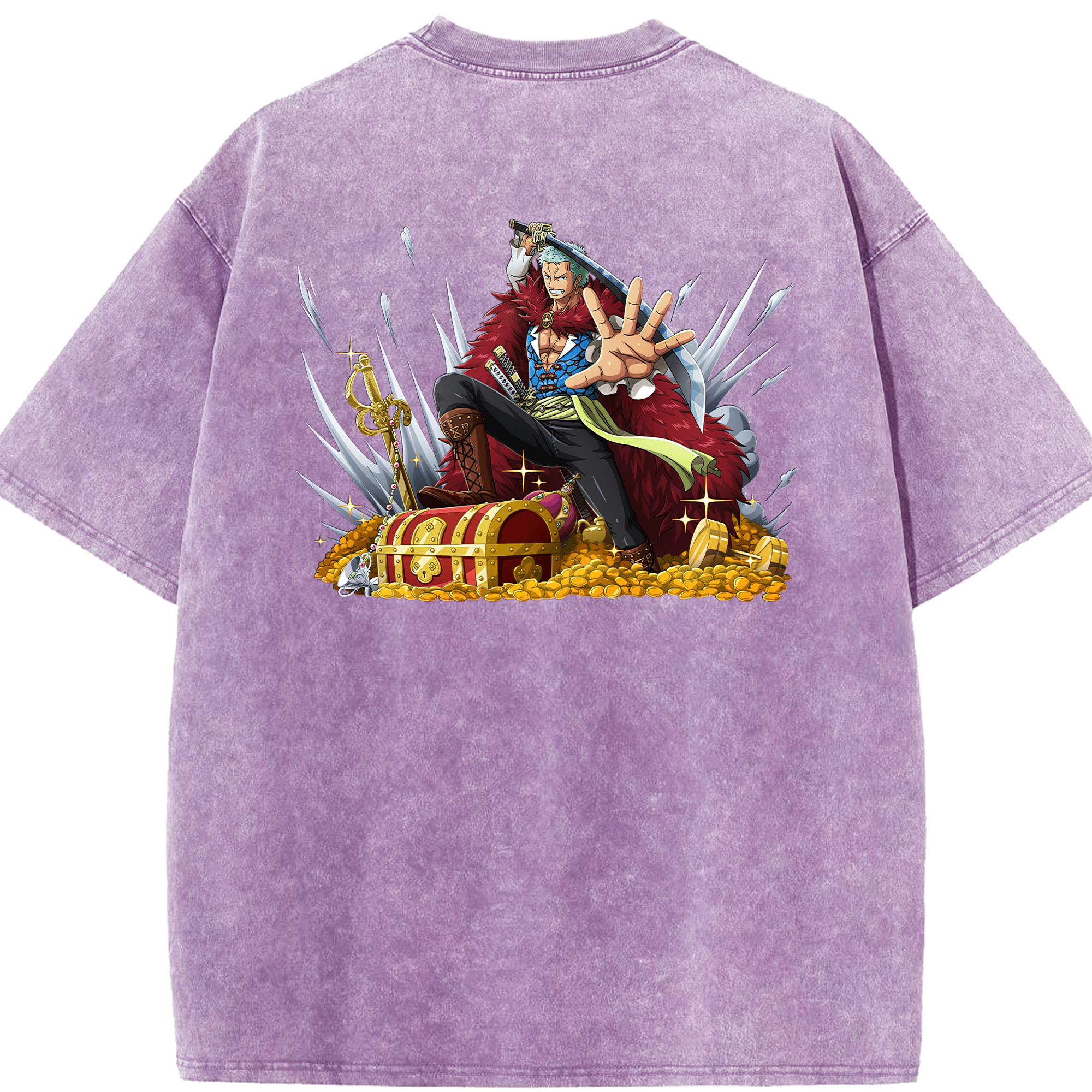 ワンピース ロロノア・ゾロ ONE PIECE Roronoa Zoro 綿100% ヴィンテージ風 半袖Tシャツ（背面プリント）