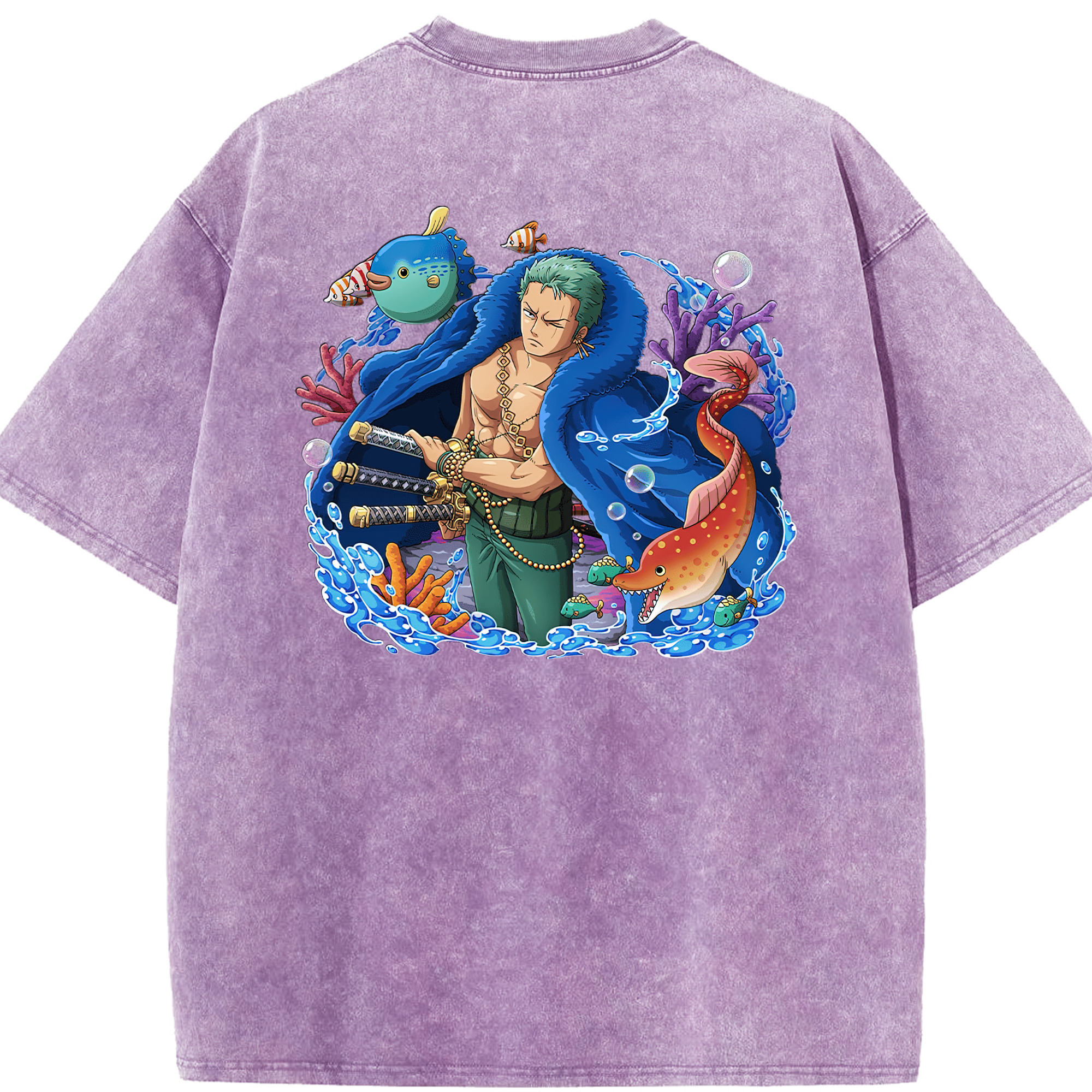 ワンピース ロロノア・ゾロ ONE PIECE Roronoa Zoro 綿100% ヴィンテージ風 半袖Tシャツ（背面プリント）