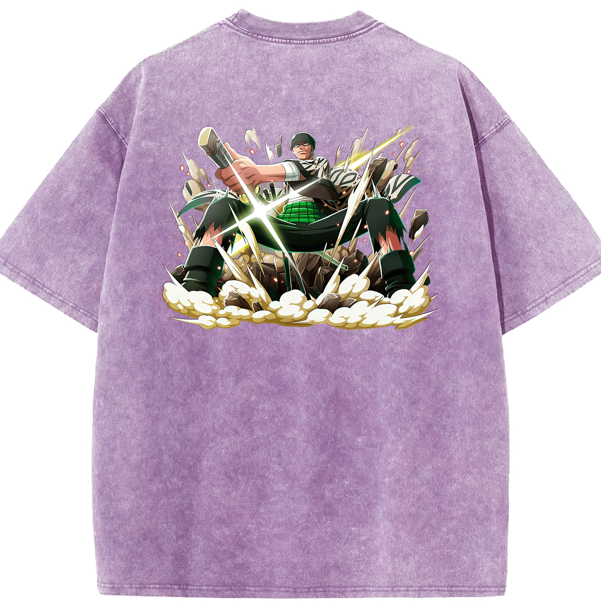 ワンピース ロロノア・ゾロ ONE PIECE Roronoa Zoro 綿100% ヴィンテージ風 半袖Tシャツ（背面プリント）