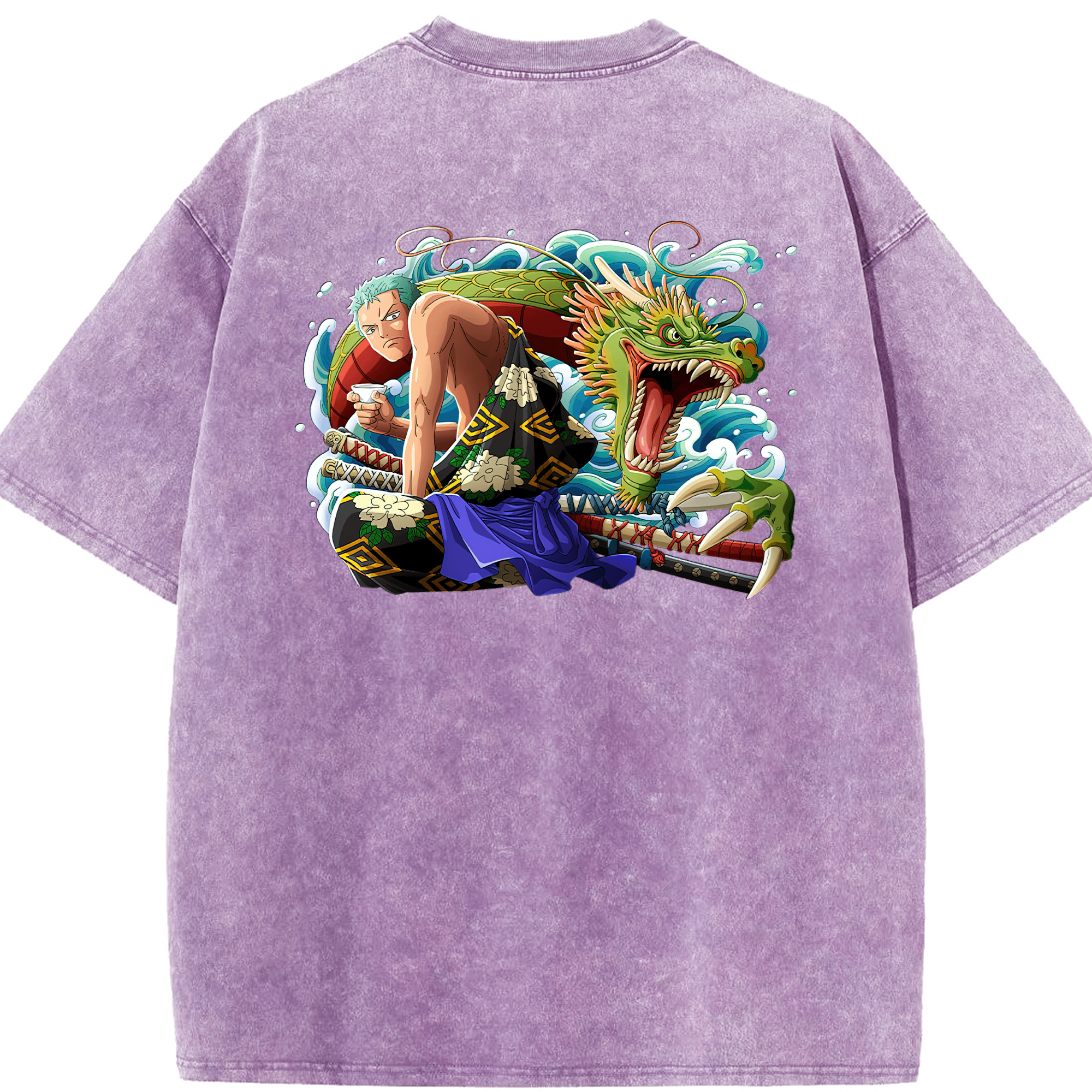 ワンピース ロロノア・ゾロ ONE PIECE Roronoa Zoro 綿100% ヴィンテージ風 半袖Tシャツ（背面プリント）