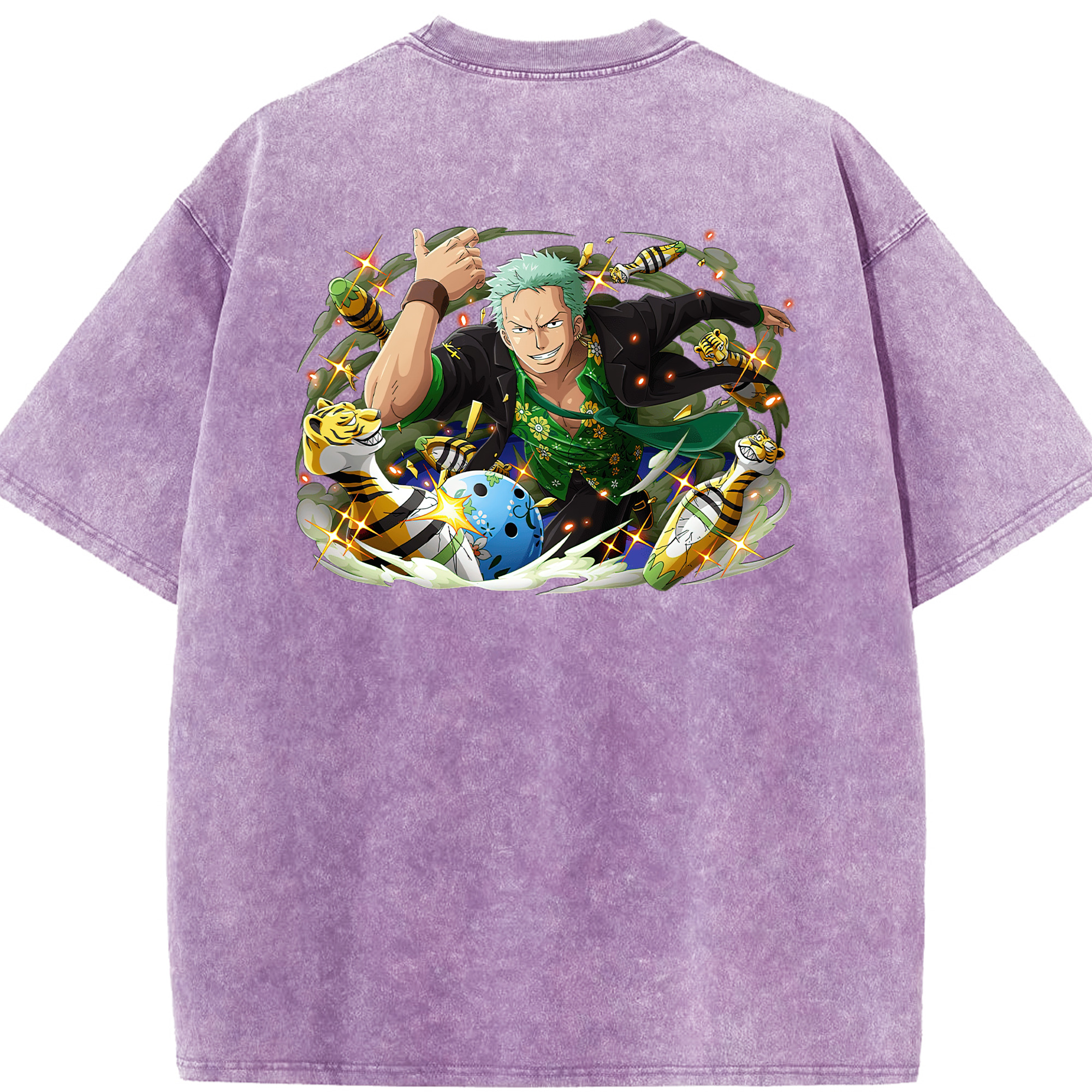 ワンピース ロロノア・ゾロ ONE PIECE Roronoa Zoro 綿100% ヴィンテージ風 半袖Tシャツ（背面プリント）