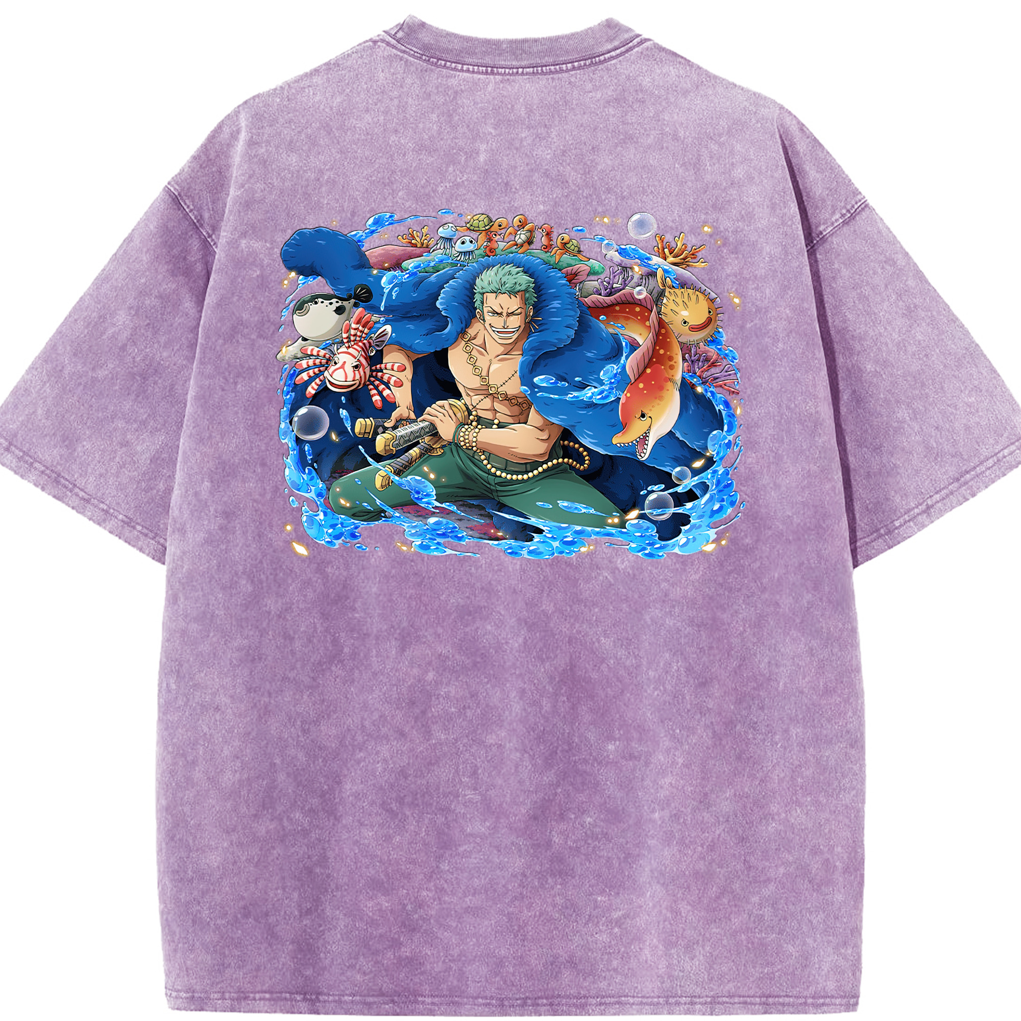 ワンピース ロロノア・ゾロ ONE PIECE Roronoa Zoro 綿100% ヴィンテージ風 半袖Tシャツ（背面プリント）