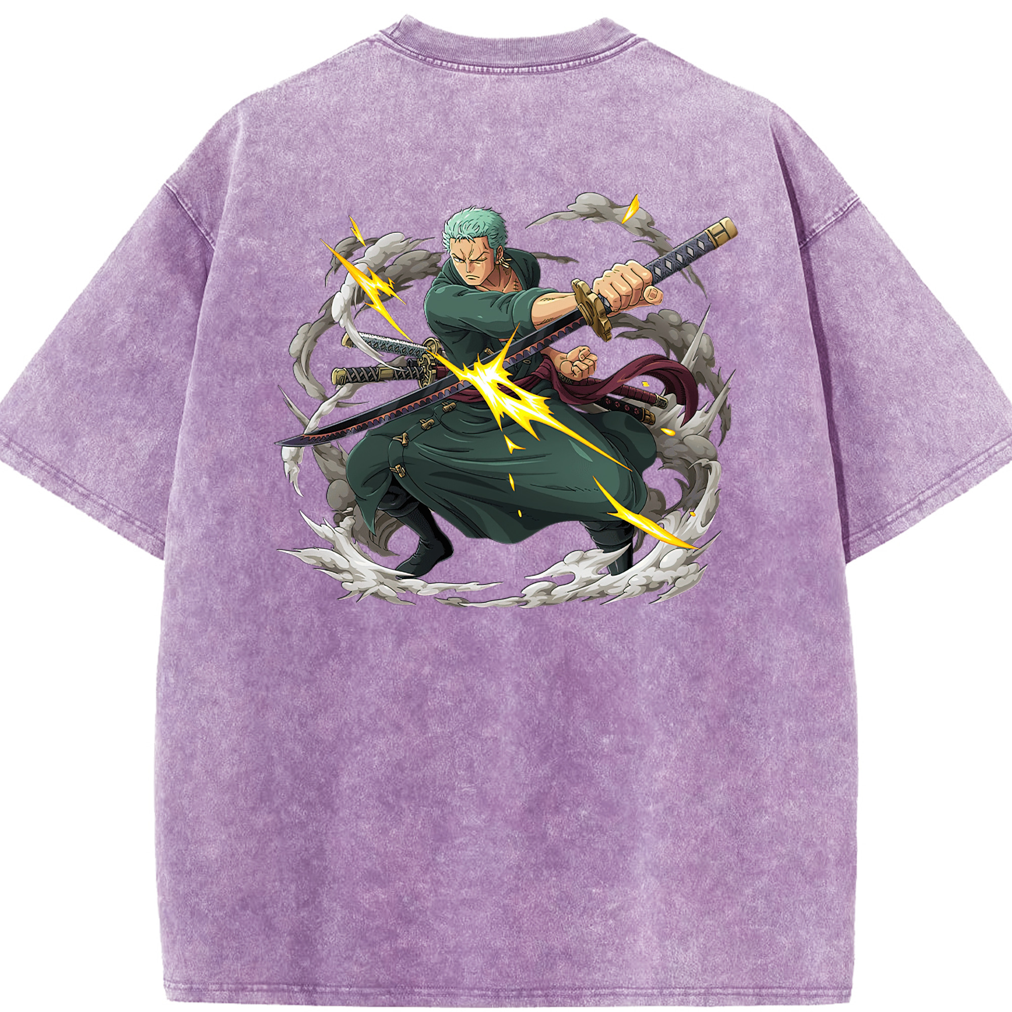 ワンピース ロロノア・ゾロ ONE PIECE Roronoa Zoro 綿100% ヴィンテージ風 半袖Tシャツ（背面プリント）