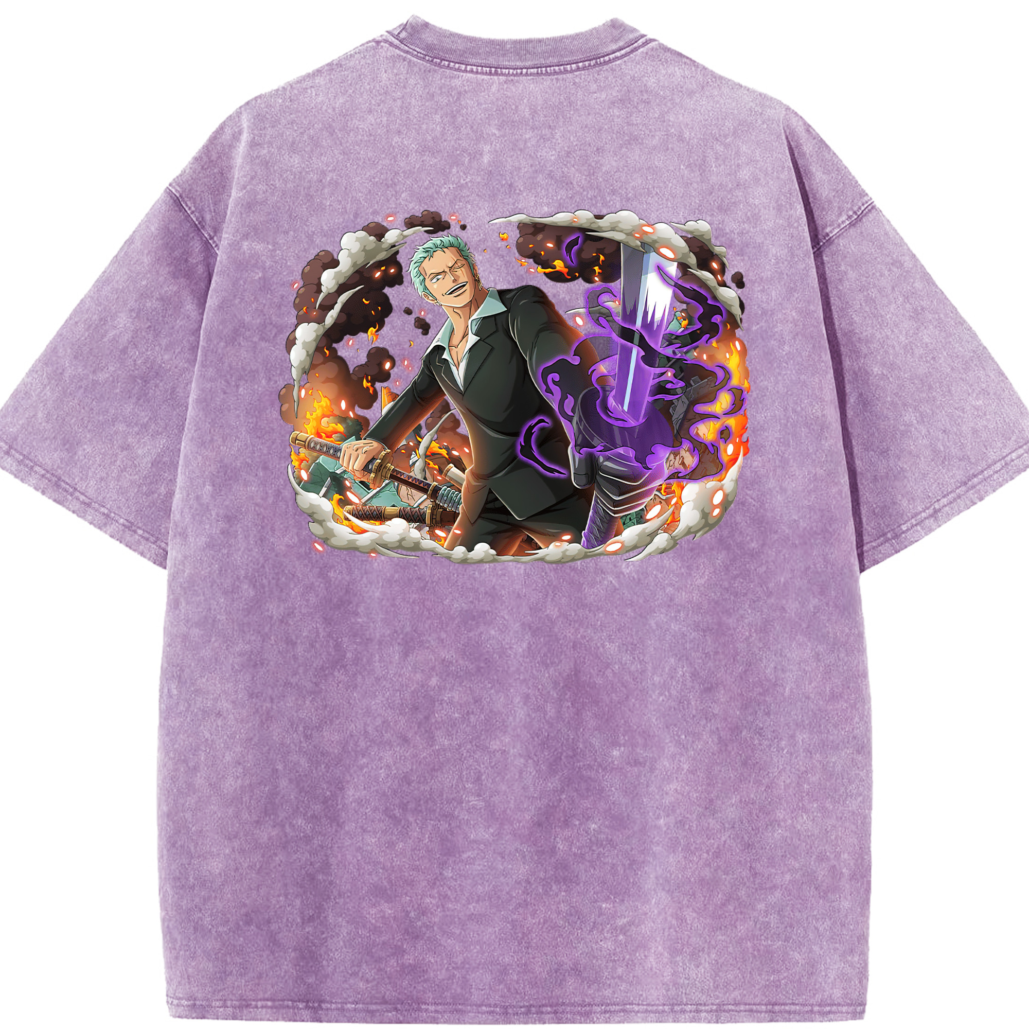 ワンピース ロロノア・ゾロ ONE PIECE Roronoa Zoro 綿100% ヴィンテージ風 半袖Tシャツ（背面プリント）