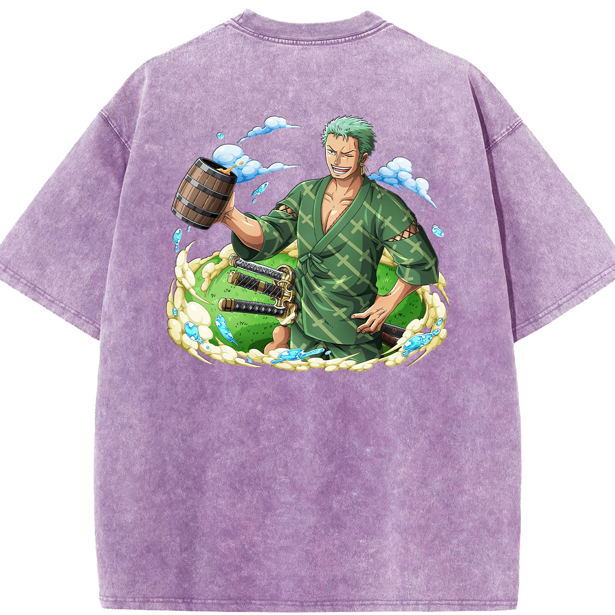 ワンピース ロロノア・ゾロ ONE PIECE Roronoa Zoro 綿100% ヴィンテージ風 半袖Tシャツ（背面プリント）