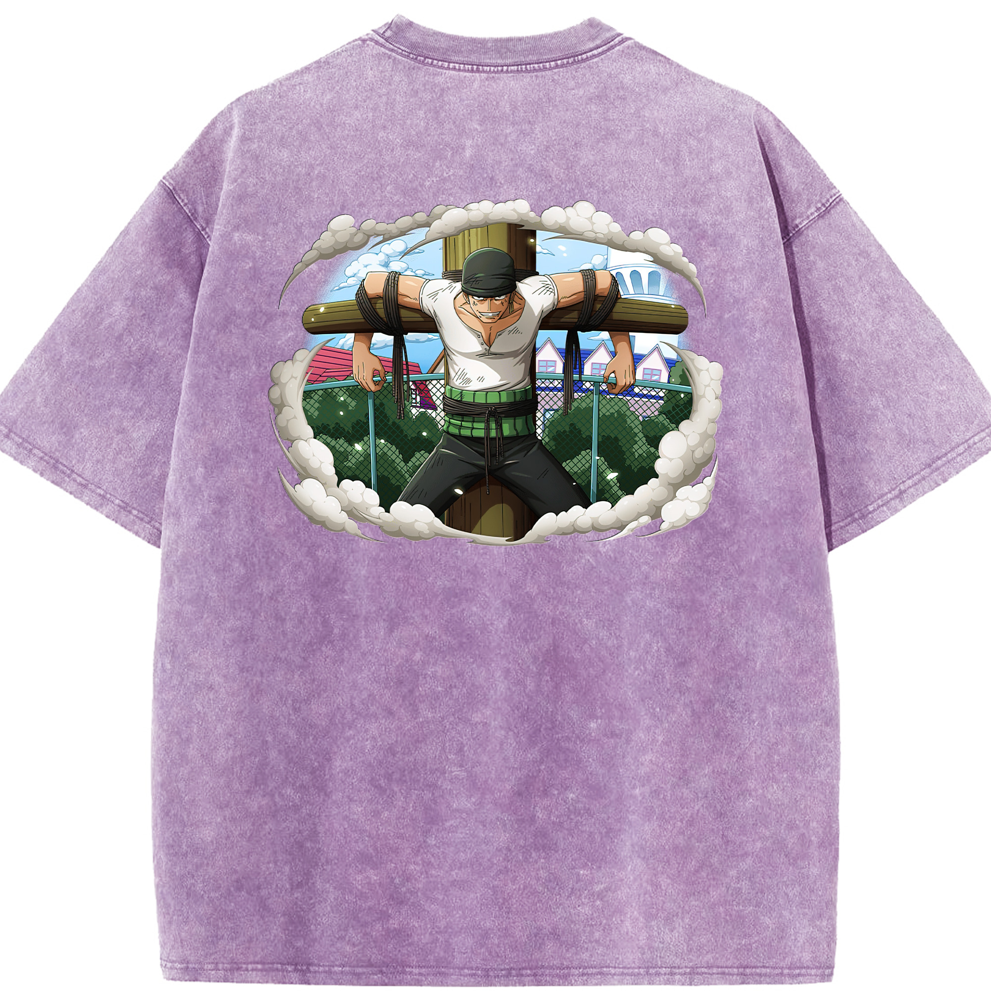 ワンピース ロロノア・ゾロ ONE PIECE Roronoa Zoro 綿100% ヴィンテージ風 半袖Tシャツ（背面プリント）