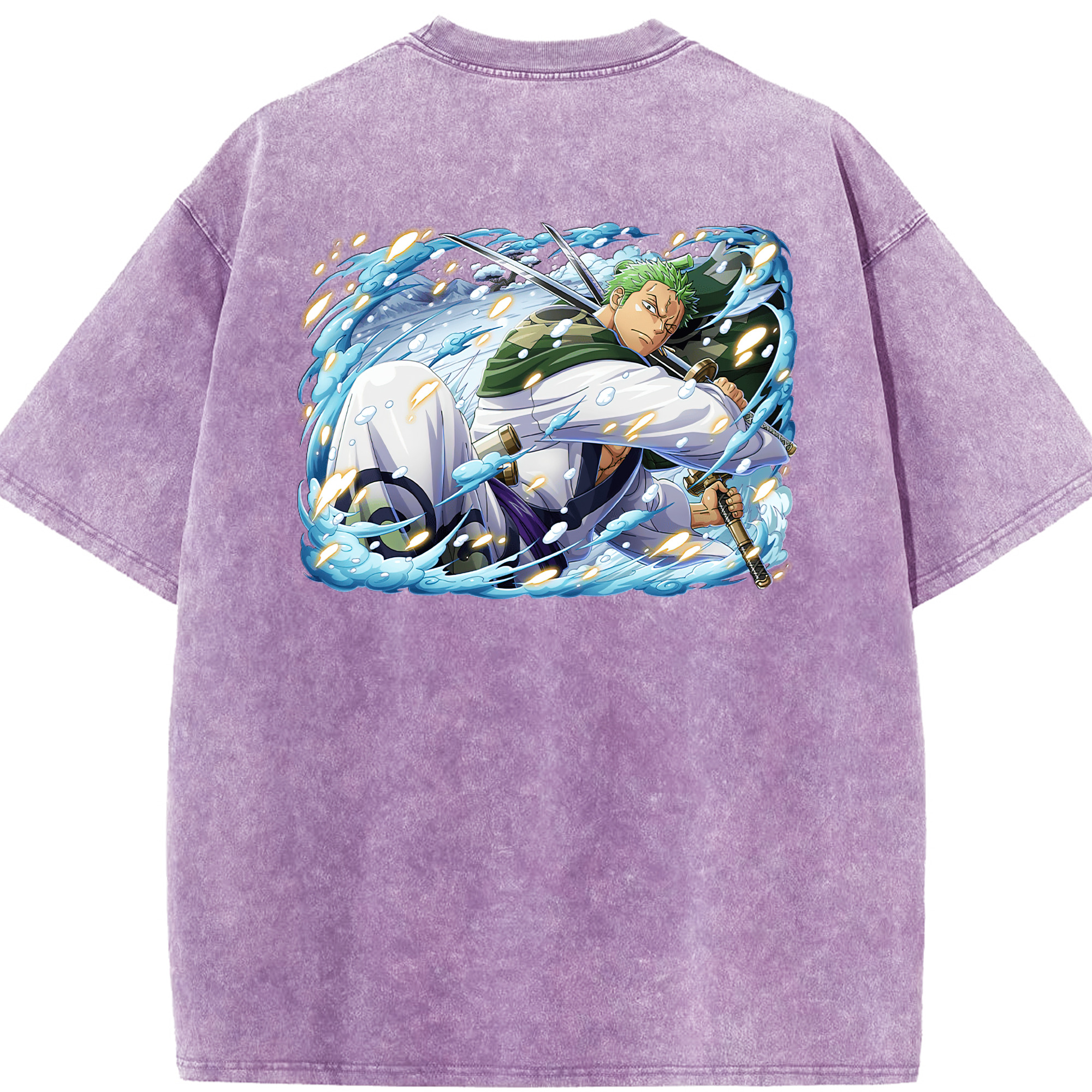 ワンピース ロロノア・ゾロ ONE PIECE Roronoa Zoro 綿100% ヴィンテージ風 半袖Tシャツ（背面プリント）