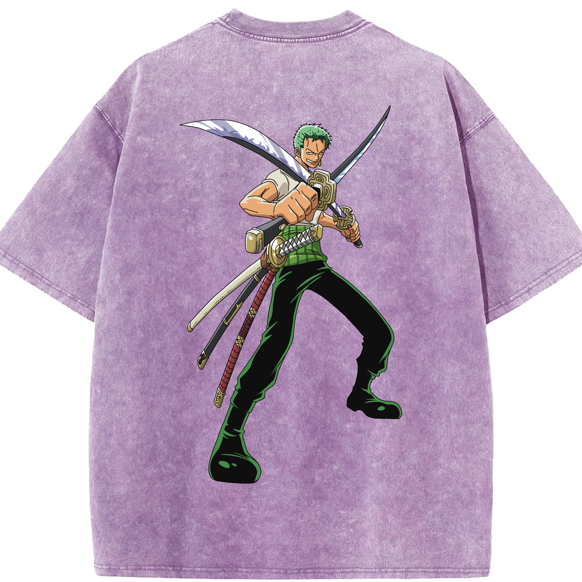 ワンピース ロロノア・ゾロ ONE PIECE Roronoa Zoro 綿100% ヴィンテージ風 半袖Tシャツ（背面プリント）