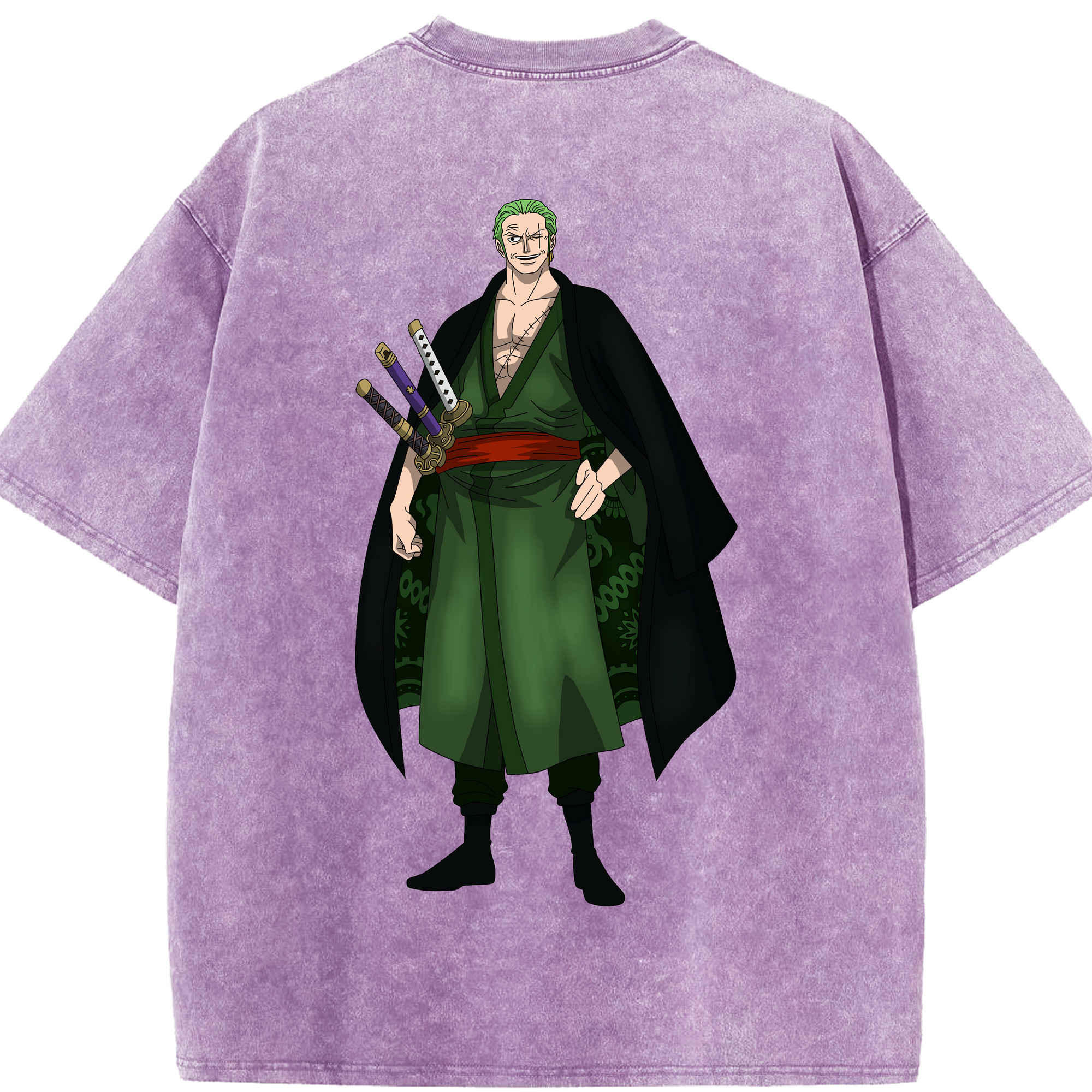 ワンピース ロロノア・ゾロ ONE PIECE Roronoa Zoro 綿100% ヴィンテージ風 半袖Tシャツ（背面プリント）