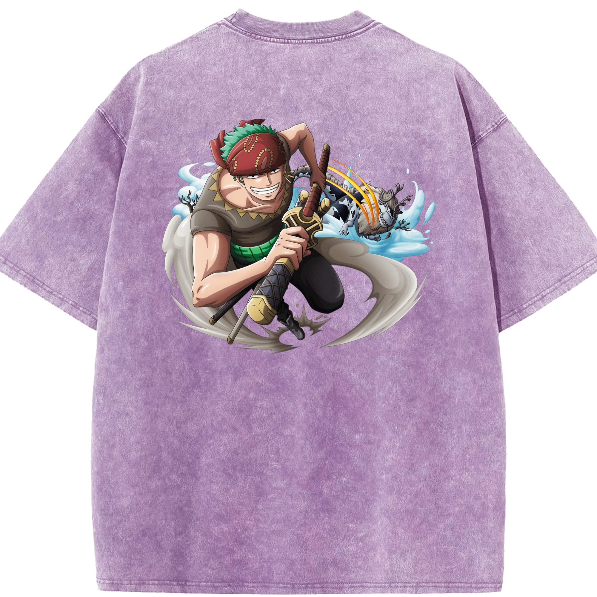 ワンピース ロロノア・ゾロ ONE PIECE Roronoa Zoro 綿100% ヴィンテージ風 半袖Tシャツ（背面プリント）