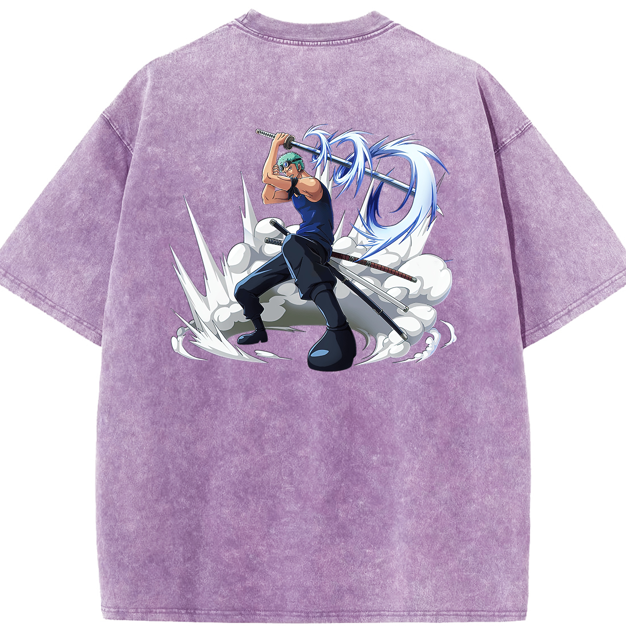 ワンピース ロロノア・ゾロ ONE PIECE Roronoa Zoro 綿100% ヴィンテージ風 半袖Tシャツ（背面プリント）