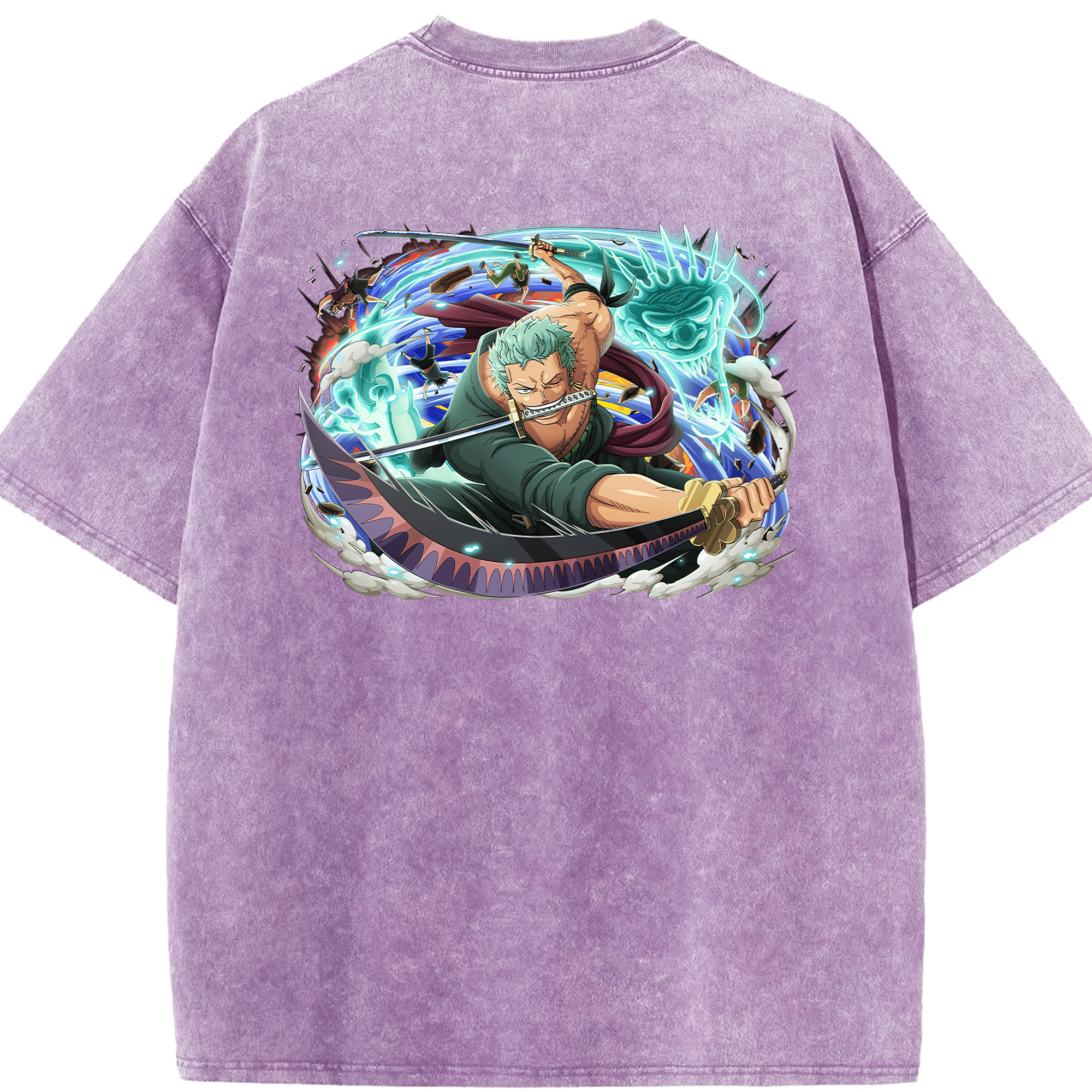 ワンピース ロロノア・ゾロ ONE PIECE Roronoa Zoro 綿100% ヴィンテージ風 半袖Tシャツ（背面プリント）